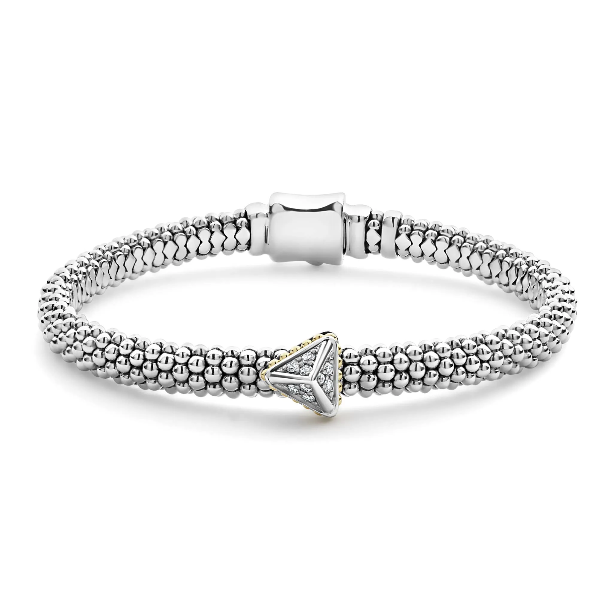 KSL Single Station Pyramid Diamond Caviar Bracelet | 6mm sold by LAGOS