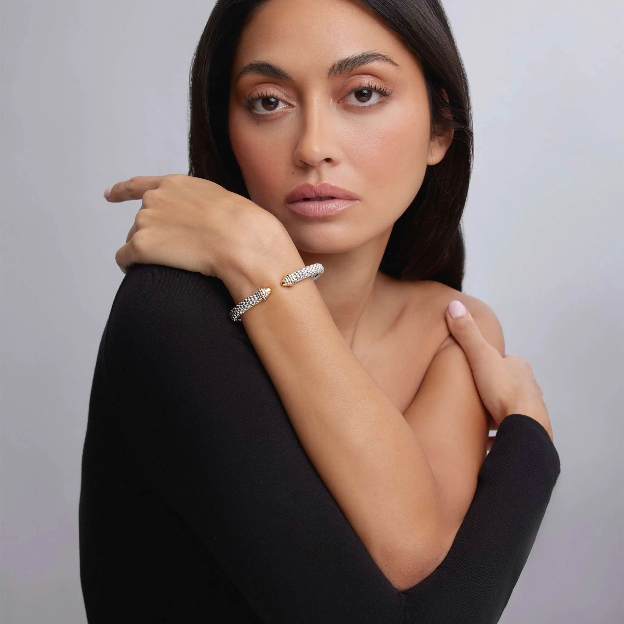 Signature Caviar Two-Tone Cuff Bracelet sold by LAGOS product image thumbnail 2