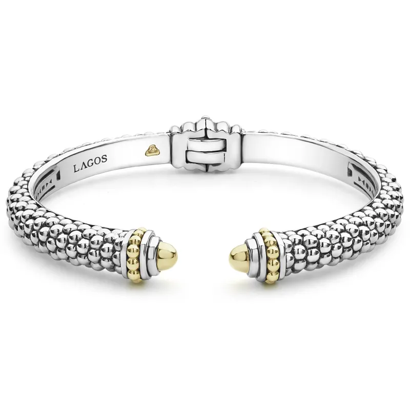 Signature Caviar Two-Tone Cuff Bracelet sold by LAGOS