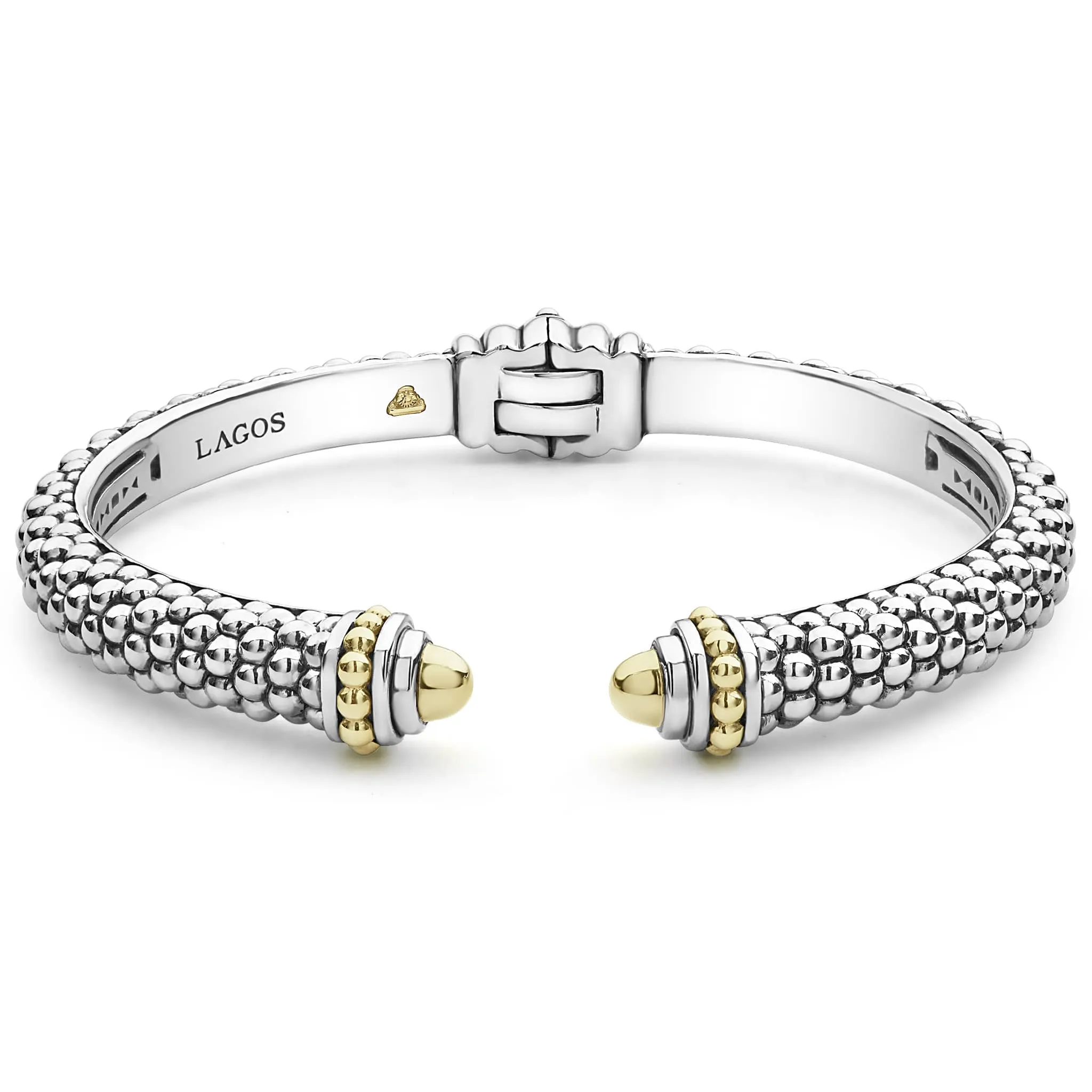 Signature Caviar Two-Tone Cuff Bracelet sold by LAGOS