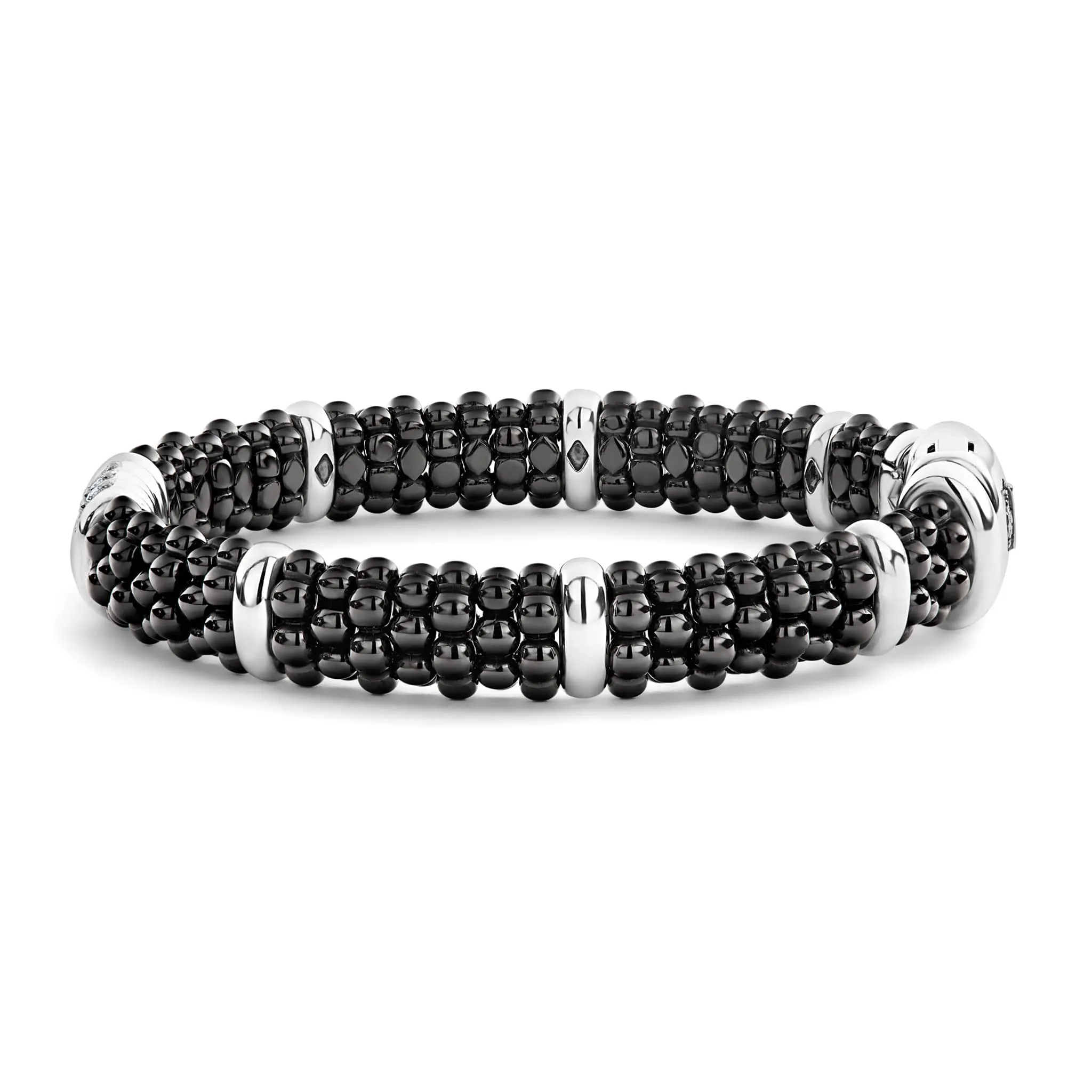 Black Caviar Three Station Ceramic Diamond Bracelet | 9mm sold by LAGOS product image thumbnail 4