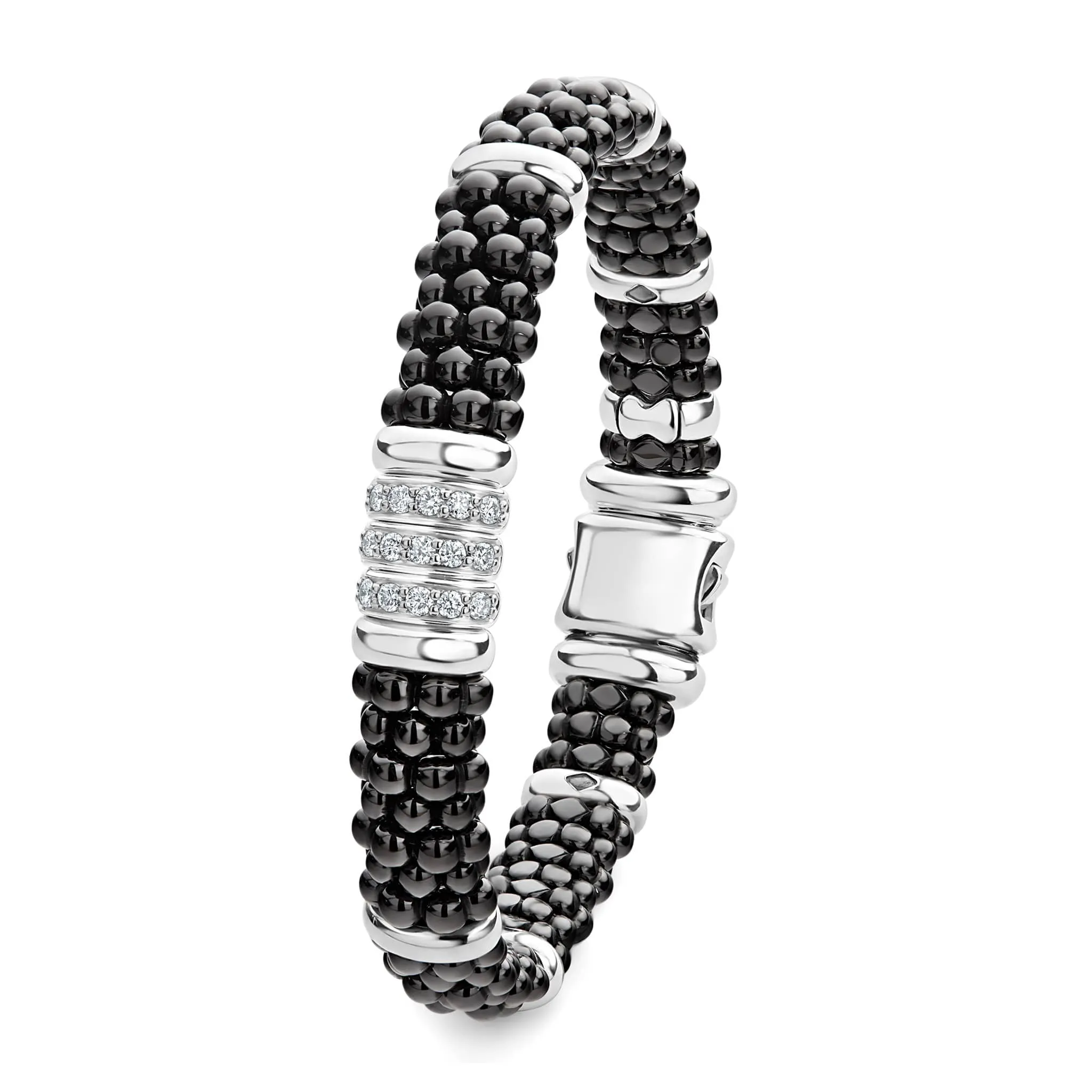 Black Caviar Three Station Ceramic Diamond Bracelet | 9mm sold by LAGOS product image thumbnail 3
