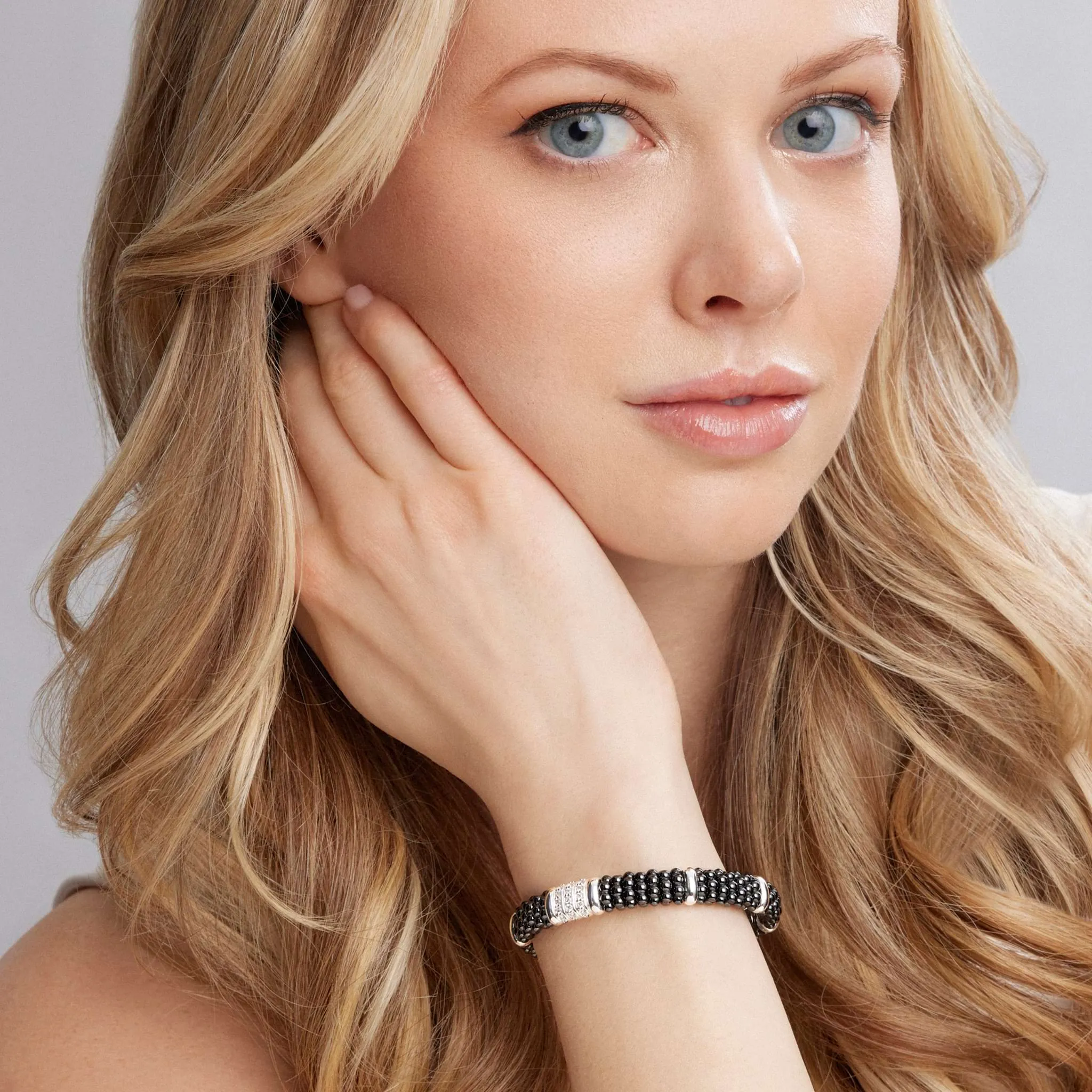 Black Caviar Three Station Ceramic Diamond Bracelet | 9mm sold by LAGOS product image thumbnail 2