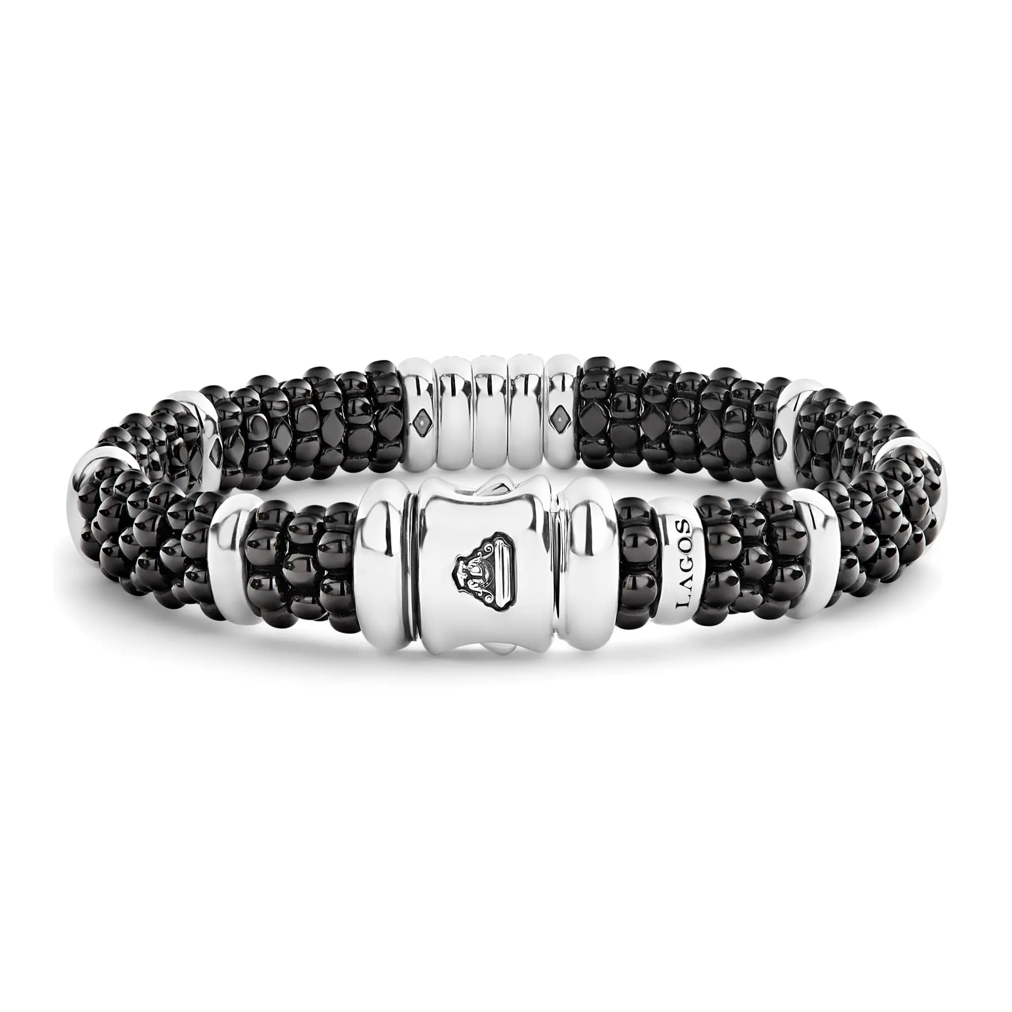 Black Caviar Three Station Ceramic Diamond Bracelet | 9mm sold by LAGOS product image thumbnail 5