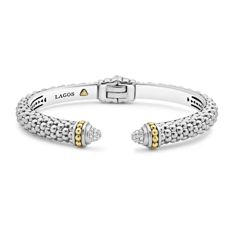 Caviar Lux Diamond Cuff Bracelet | 8mm sold by LAGOS