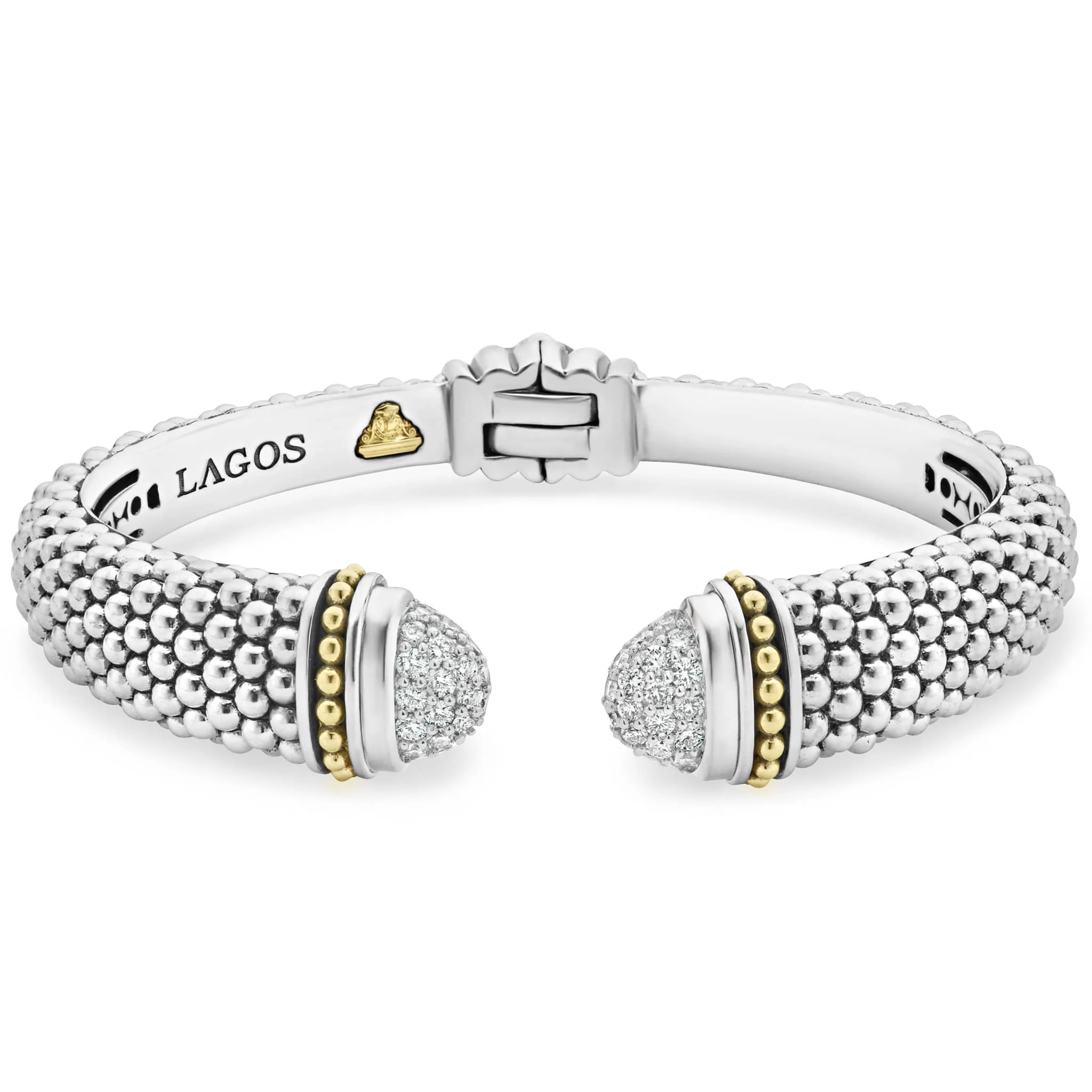 Caviar Lux Diamond Cuff Bracelet | 12mm sold by LAGOS