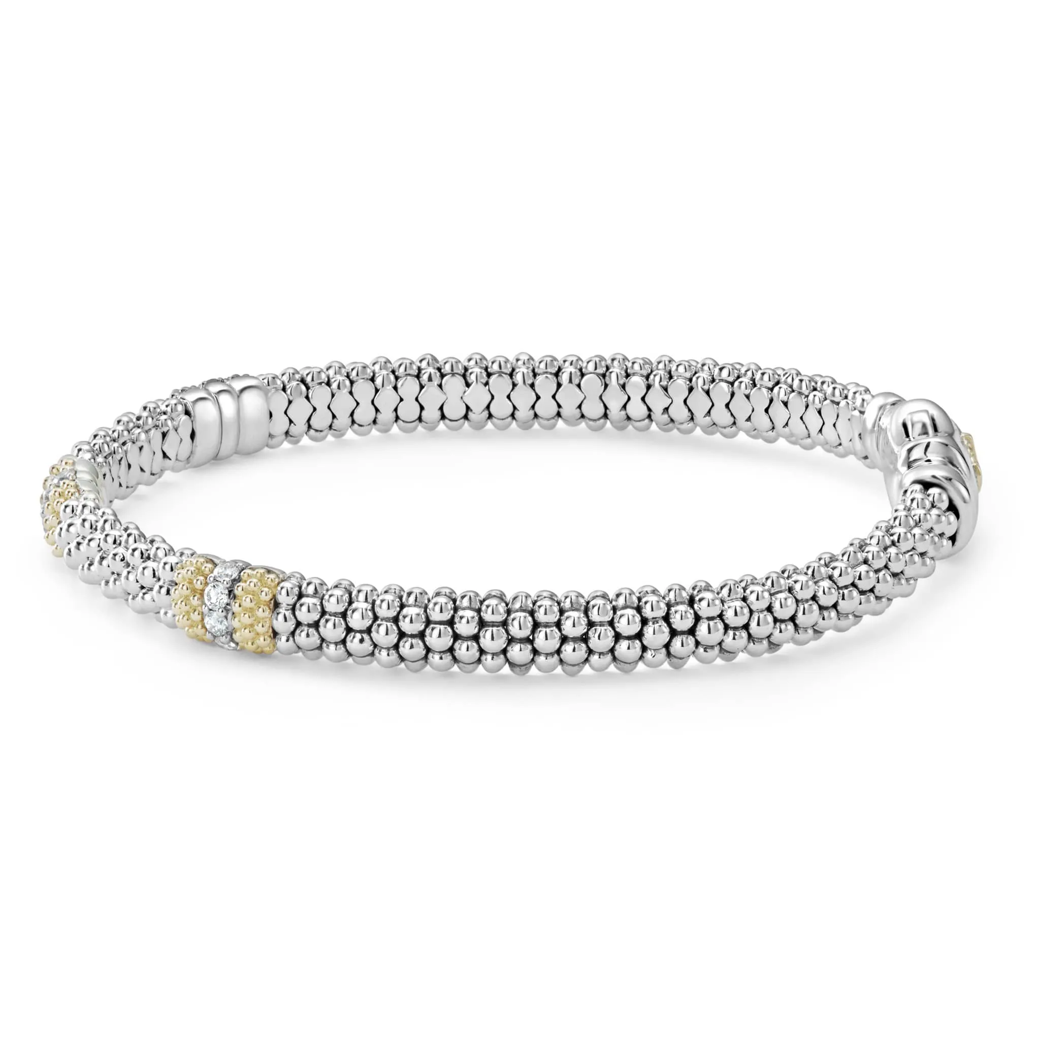 Caviar Lux Three Station Diamond Caviar Bracelet | 6mm sold by LAGOS product image thumbnail 4