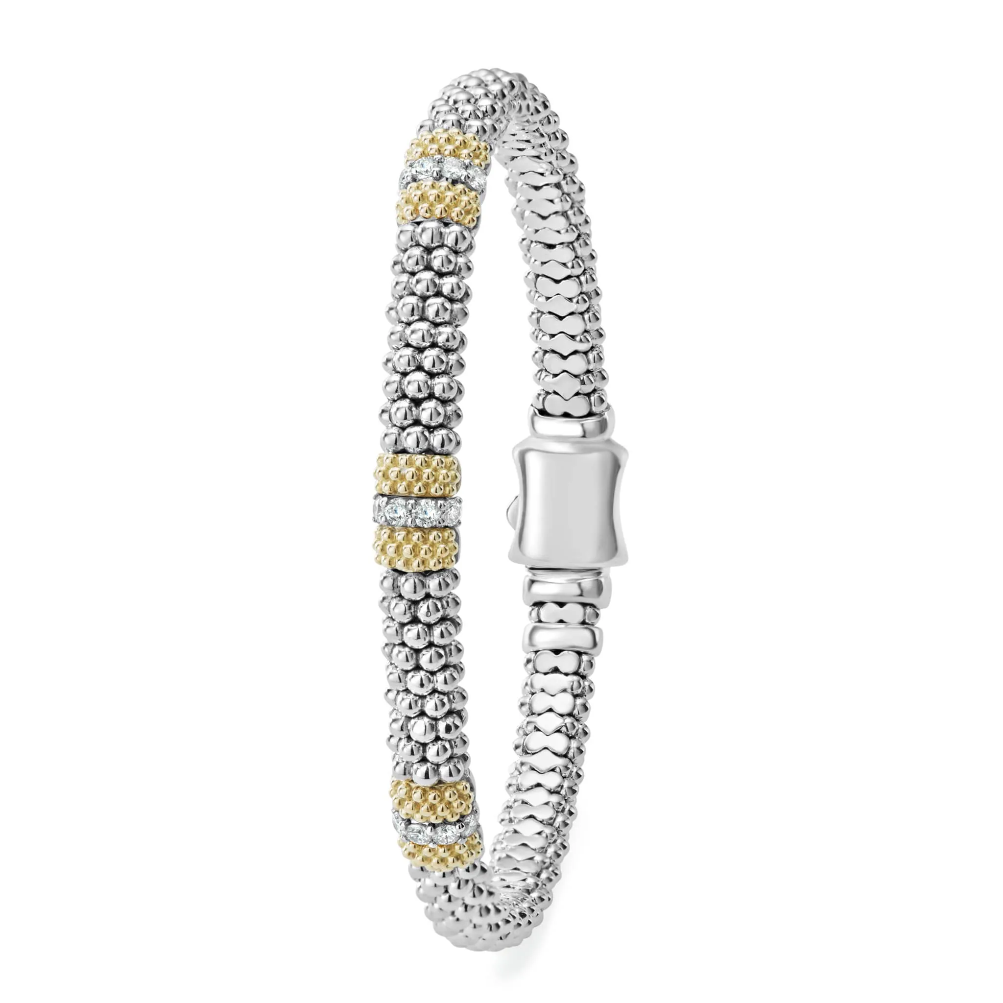 Caviar Lux Three Station Diamond Caviar Bracelet | 6mm sold by LAGOS product image thumbnail 3