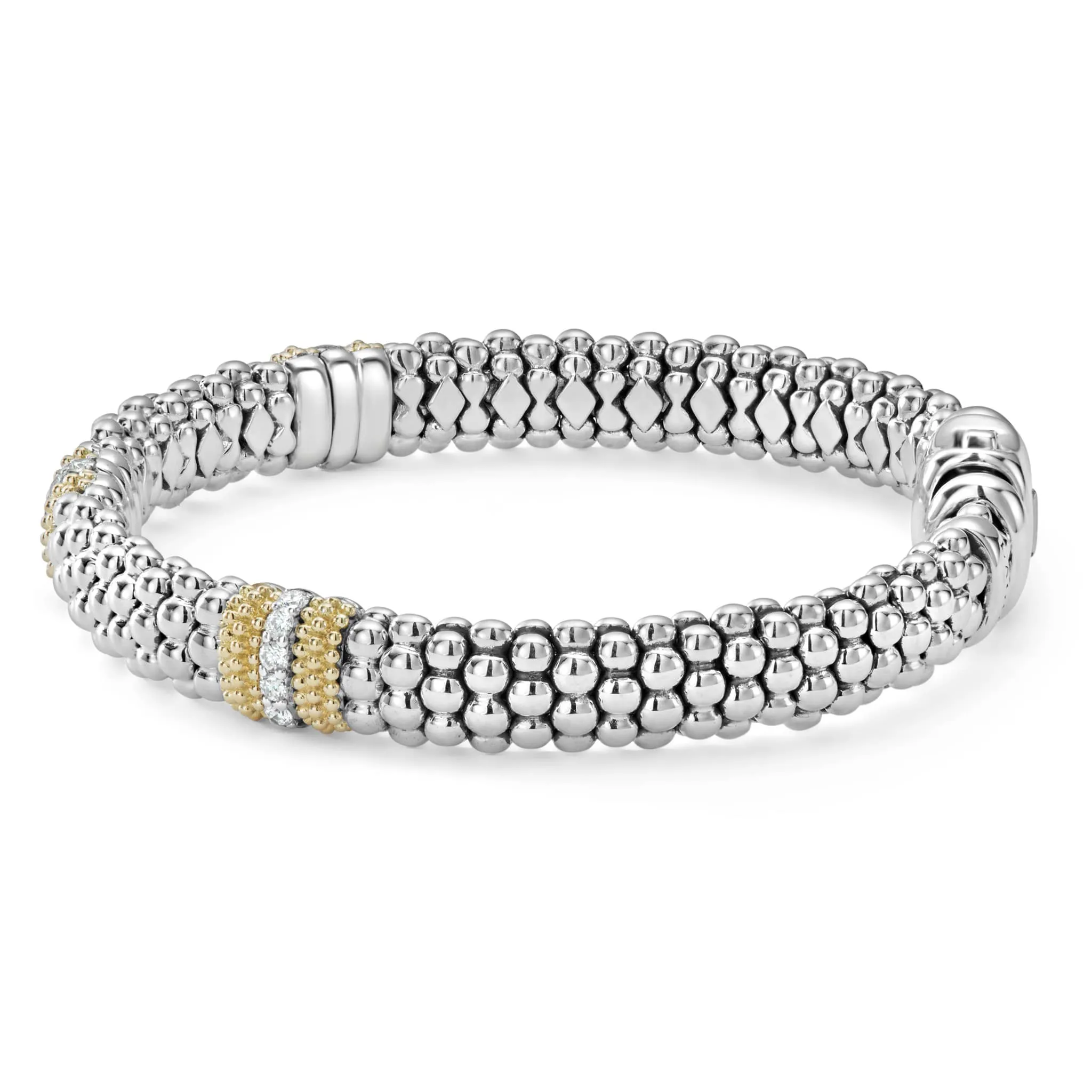 Caviar Lux Three Station Diamond Caviar Bracelet | 9mm sold by LAGOS product image thumbnail 4