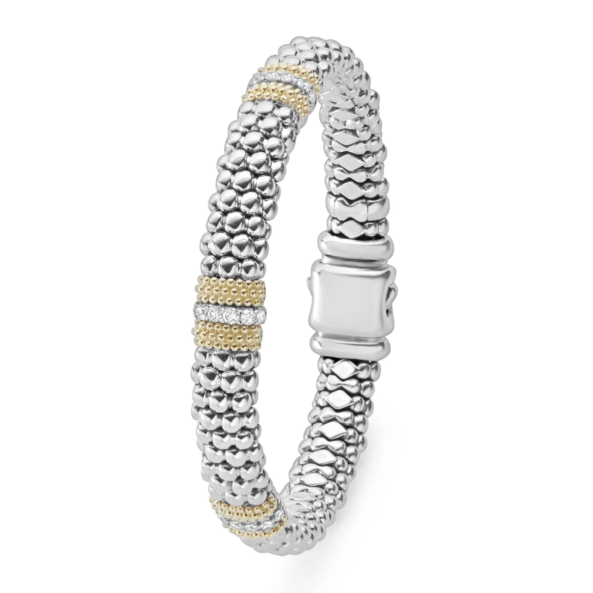 Caviar Lux Three Station Diamond Caviar Bracelet | 9mm sold by LAGOS product image thumbnail 3