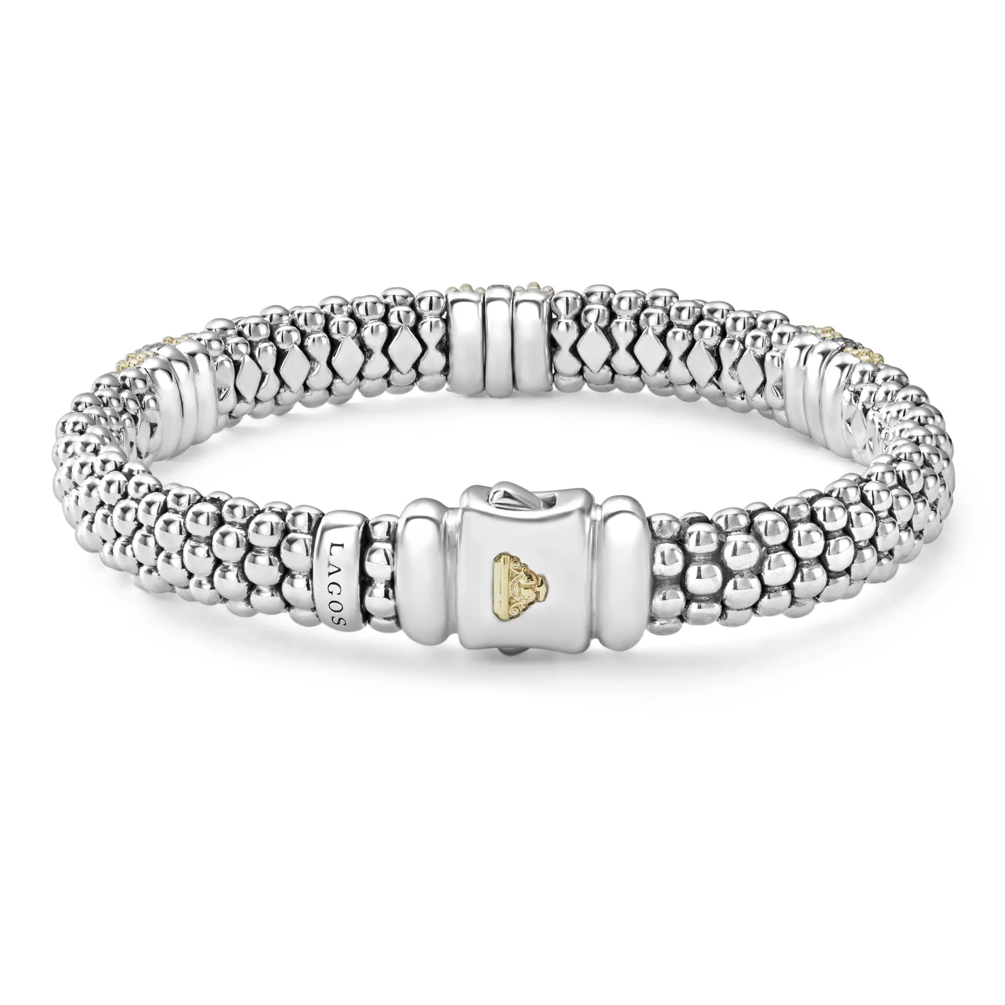 Caviar Lux Three Station Diamond Caviar Bracelet | 9mm sold by LAGOS product image thumbnail 5