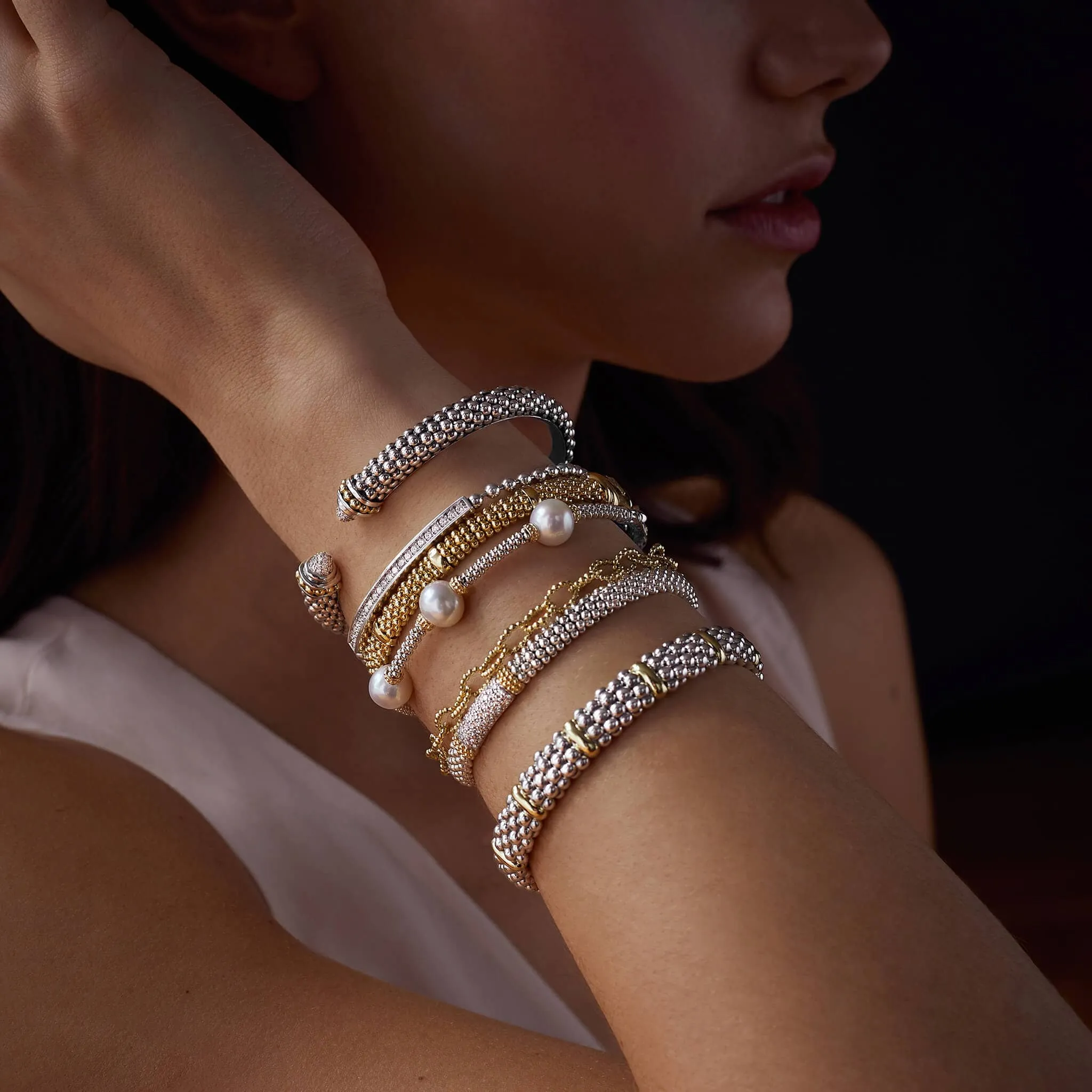 Luna Three Pearl Caviar Bracelet sold by LAGOS product image thumbnail 5