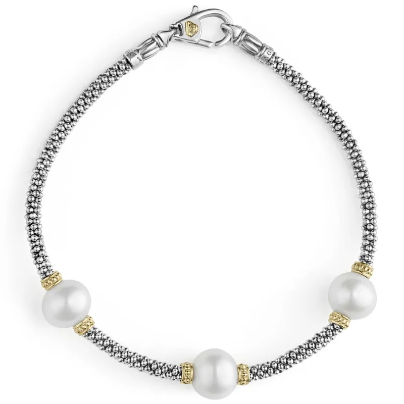 Luna Three Pearl Caviar Bracelet sold by LAGOS