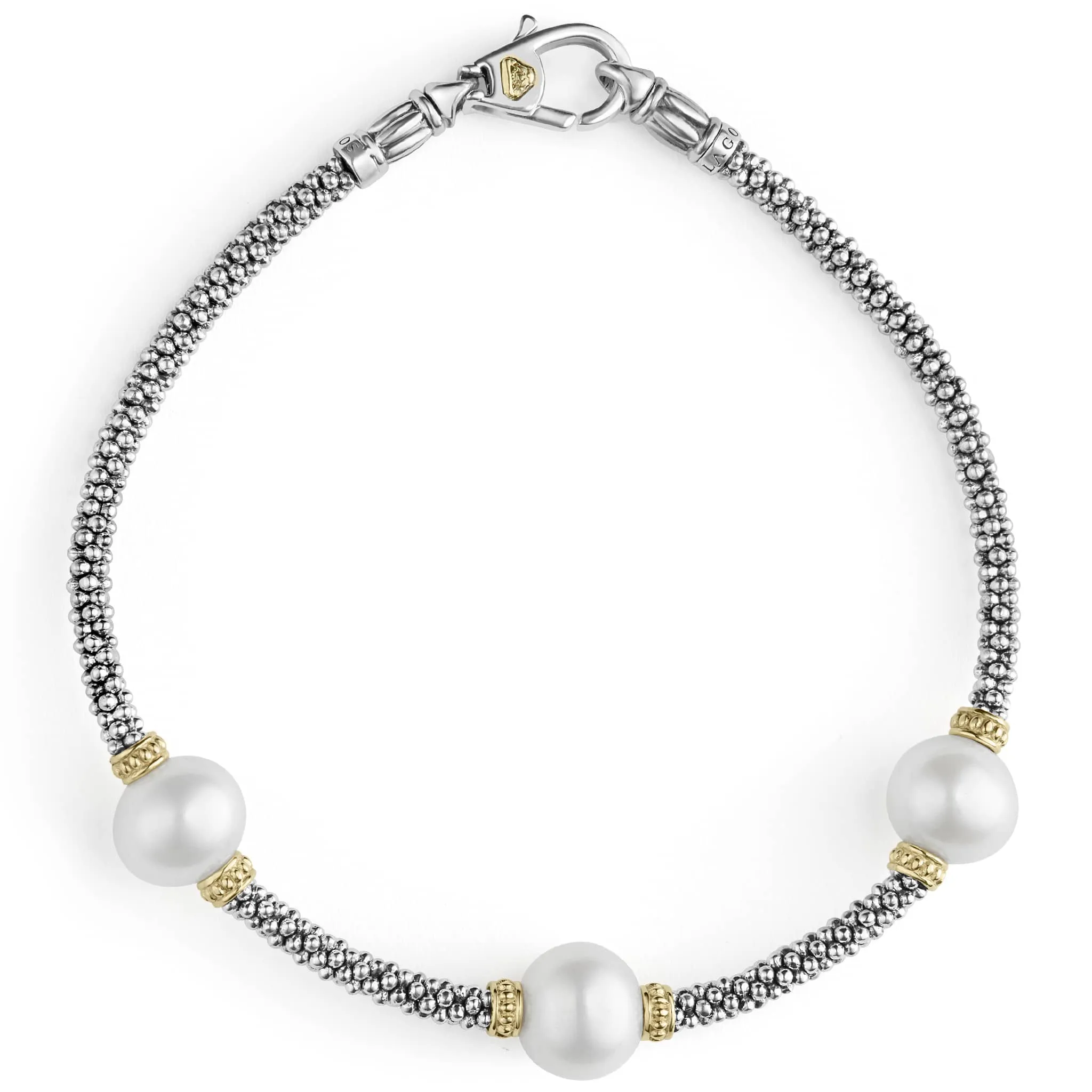 Luna Three Pearl Caviar Bracelet sold by LAGOS