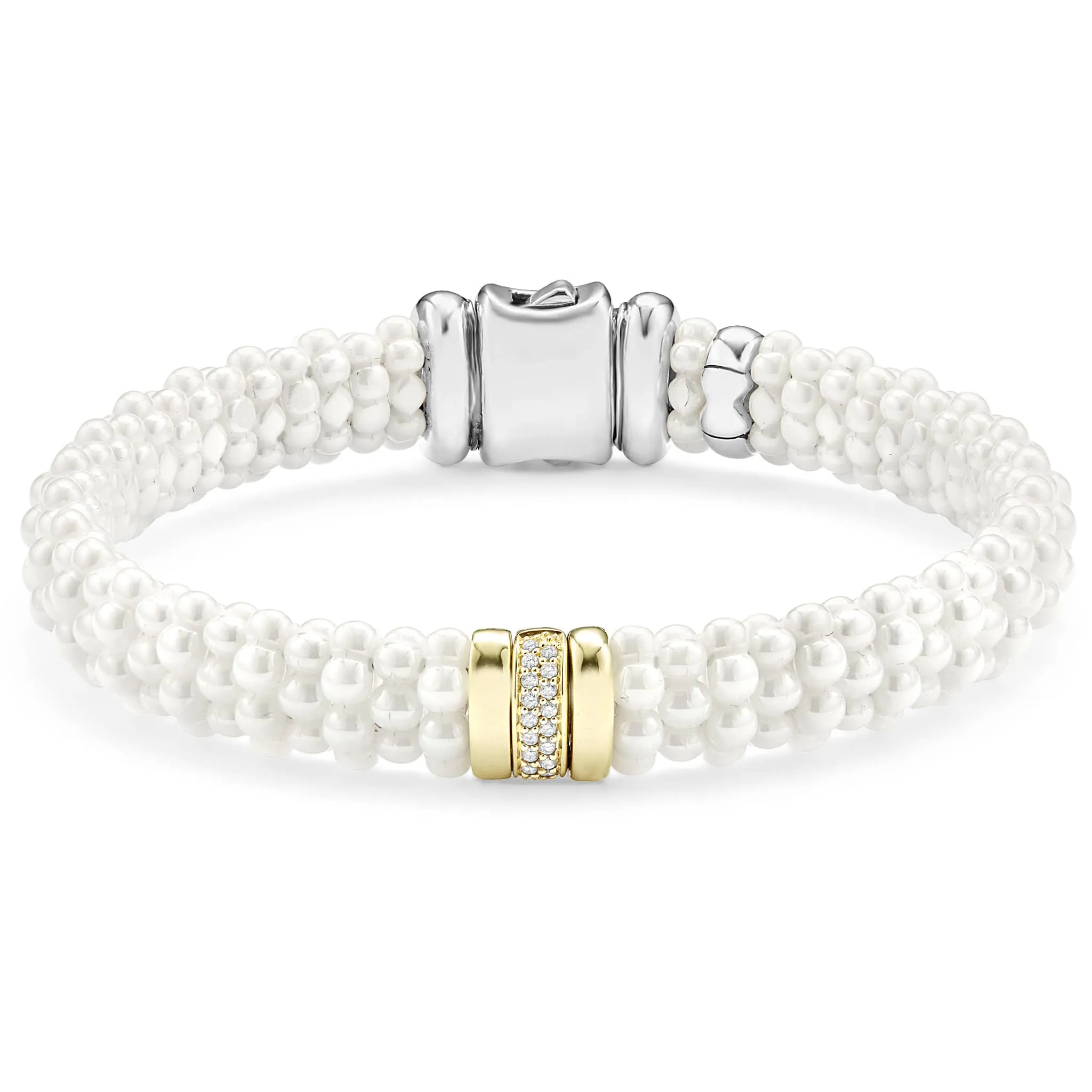 White Caviar Single Station Ceramic Diamond Bracelet | 9mm sold by LAGOS