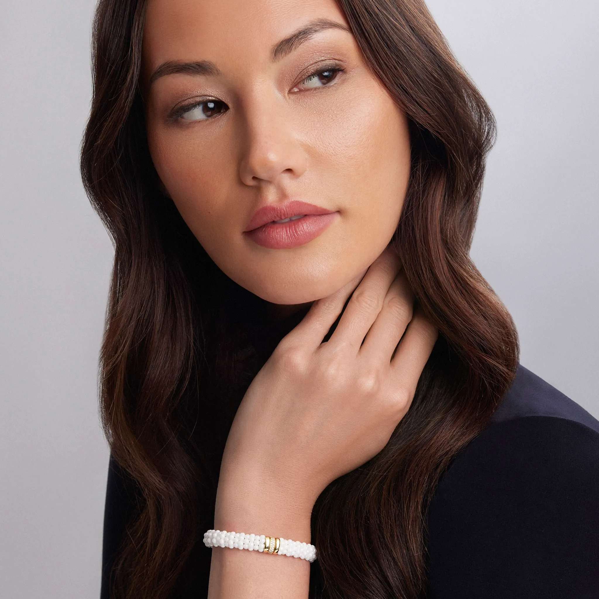 White Caviar Single Station Ceramic Diamond Bracelet | 9mm sold by LAGOS product image thumbnail 2