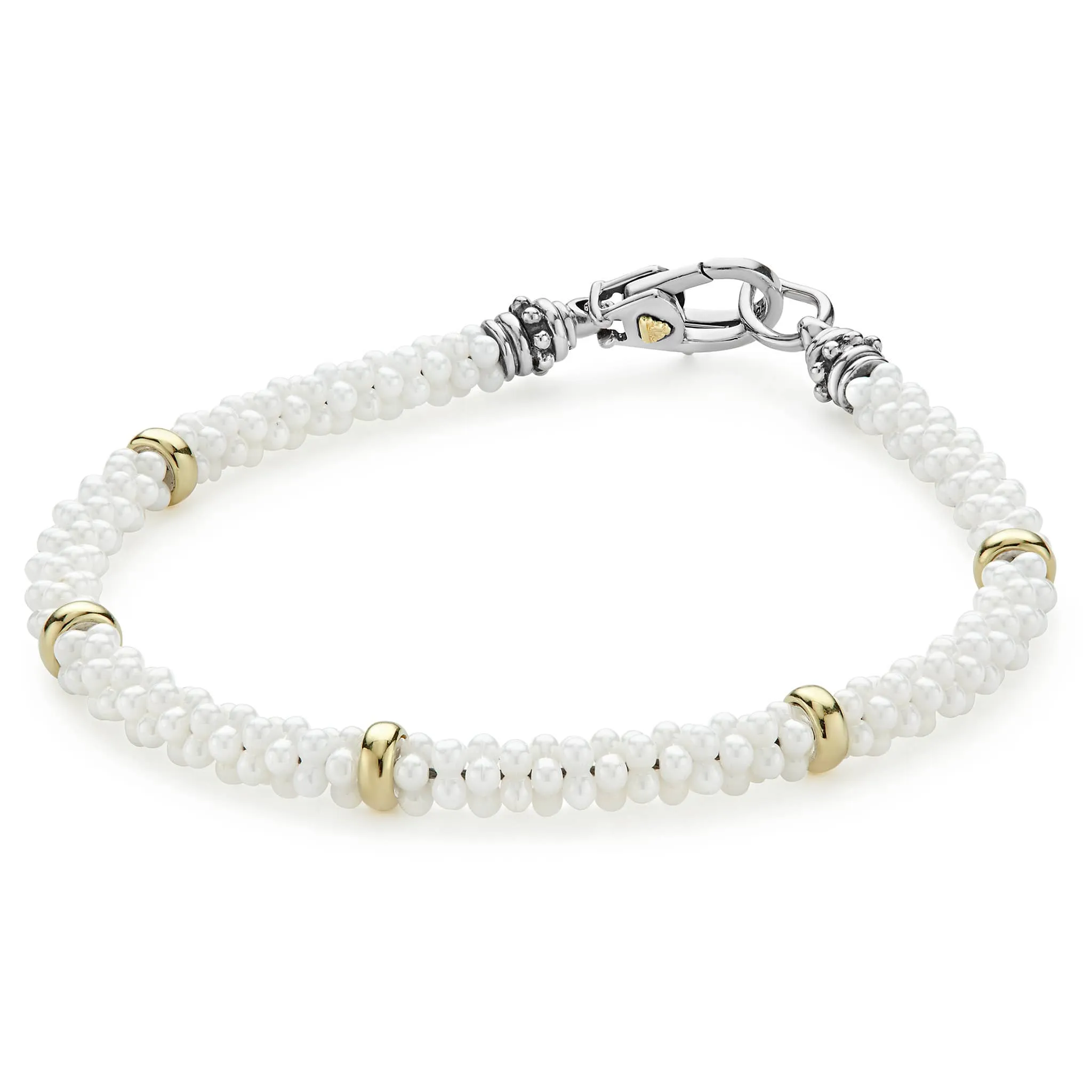 White Caviar Five Gold Station Ceramic Bracelet | 5mm sold by LAGOS product image thumbnail 3