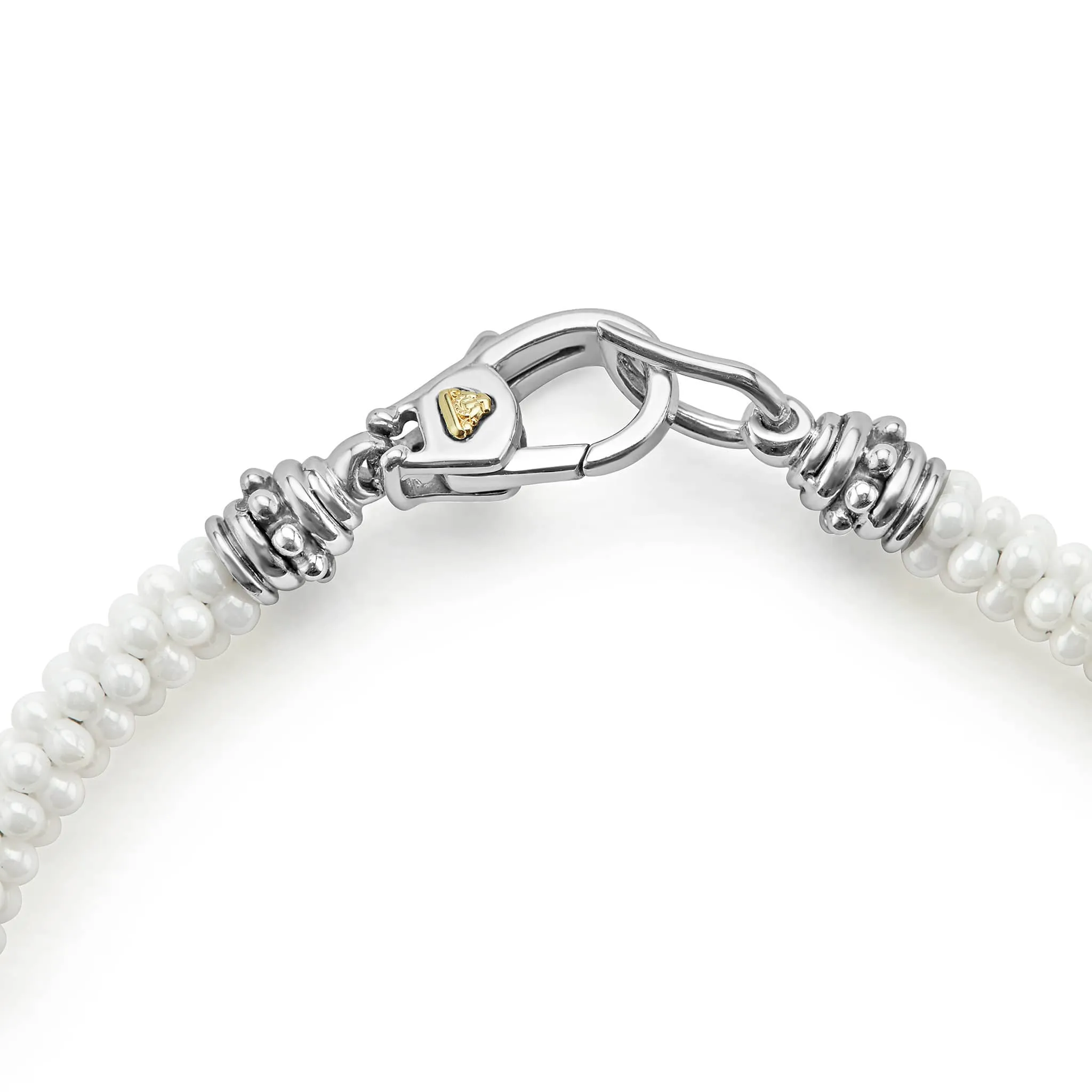 White Caviar Five Gold Station Ceramic Bracelet | 5mm sold by LAGOS product image thumbnail 4