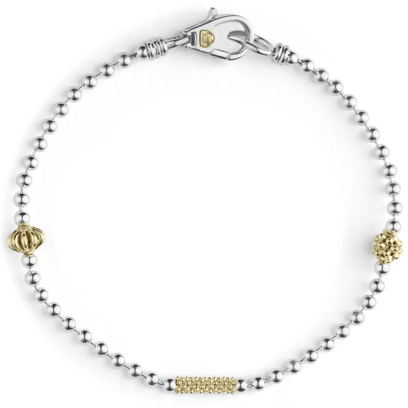 Caviar Icon Two-Tone Caviar Beaded Bracelet sold by LAGOS
