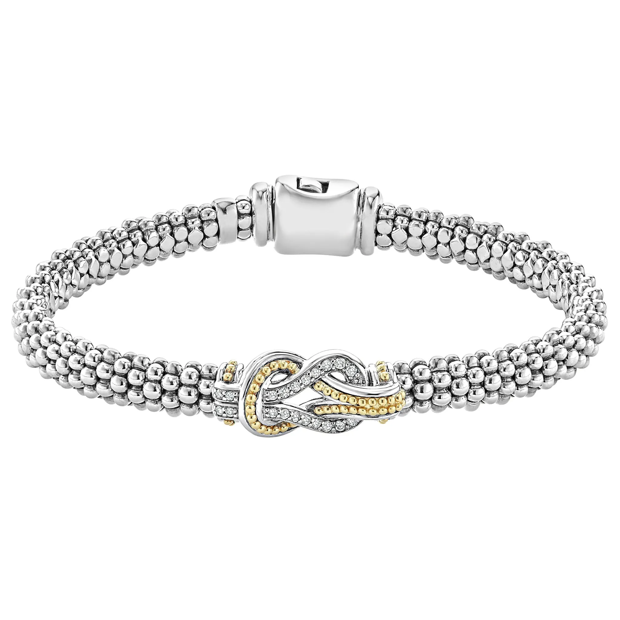 Newport Two-Tone Knot Caviar Diamond Bracelet | 6mm sold by LAGOS