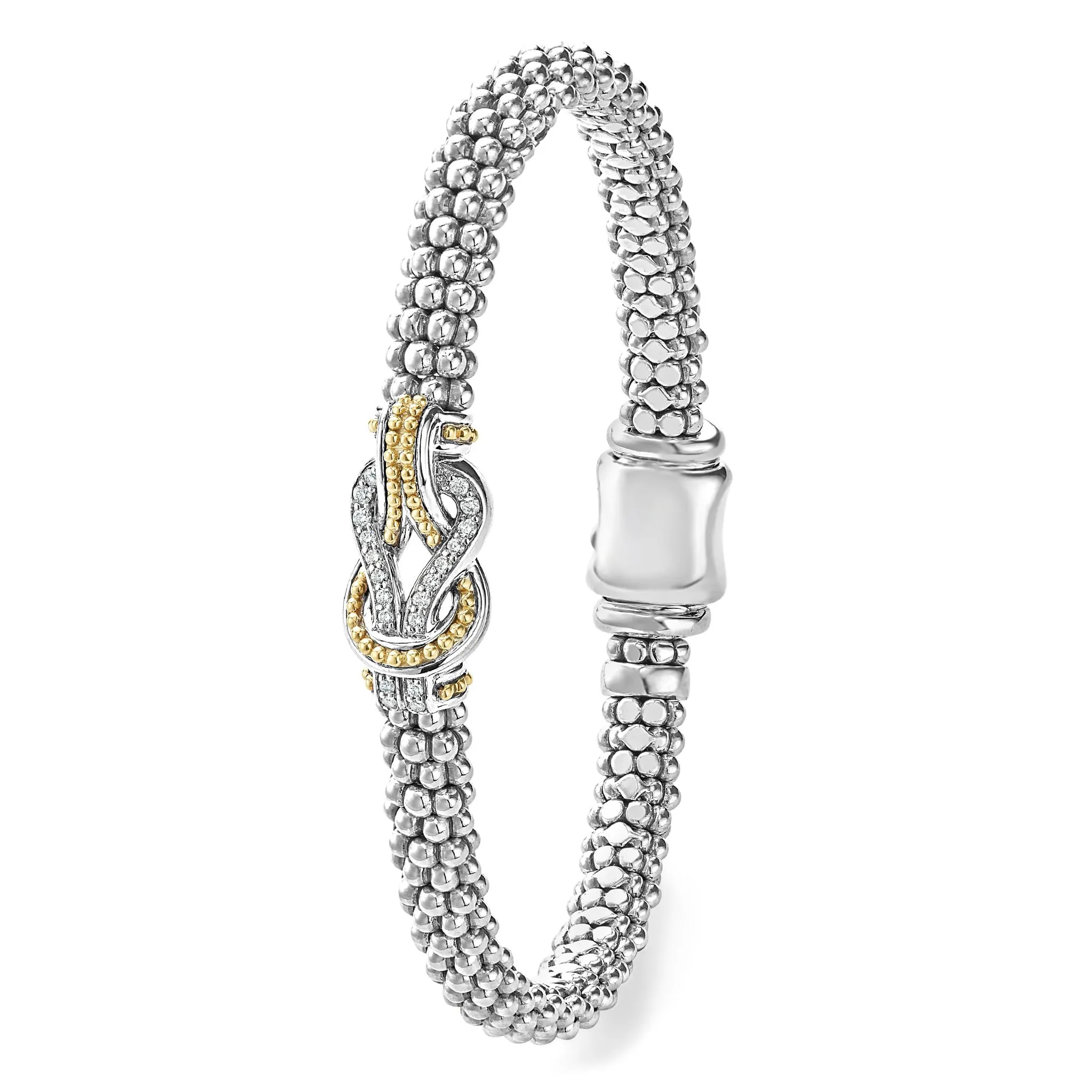 Newport Two-Tone Knot Caviar Diamond Bracelet | 6mm sold by LAGOS product image thumbnail 3