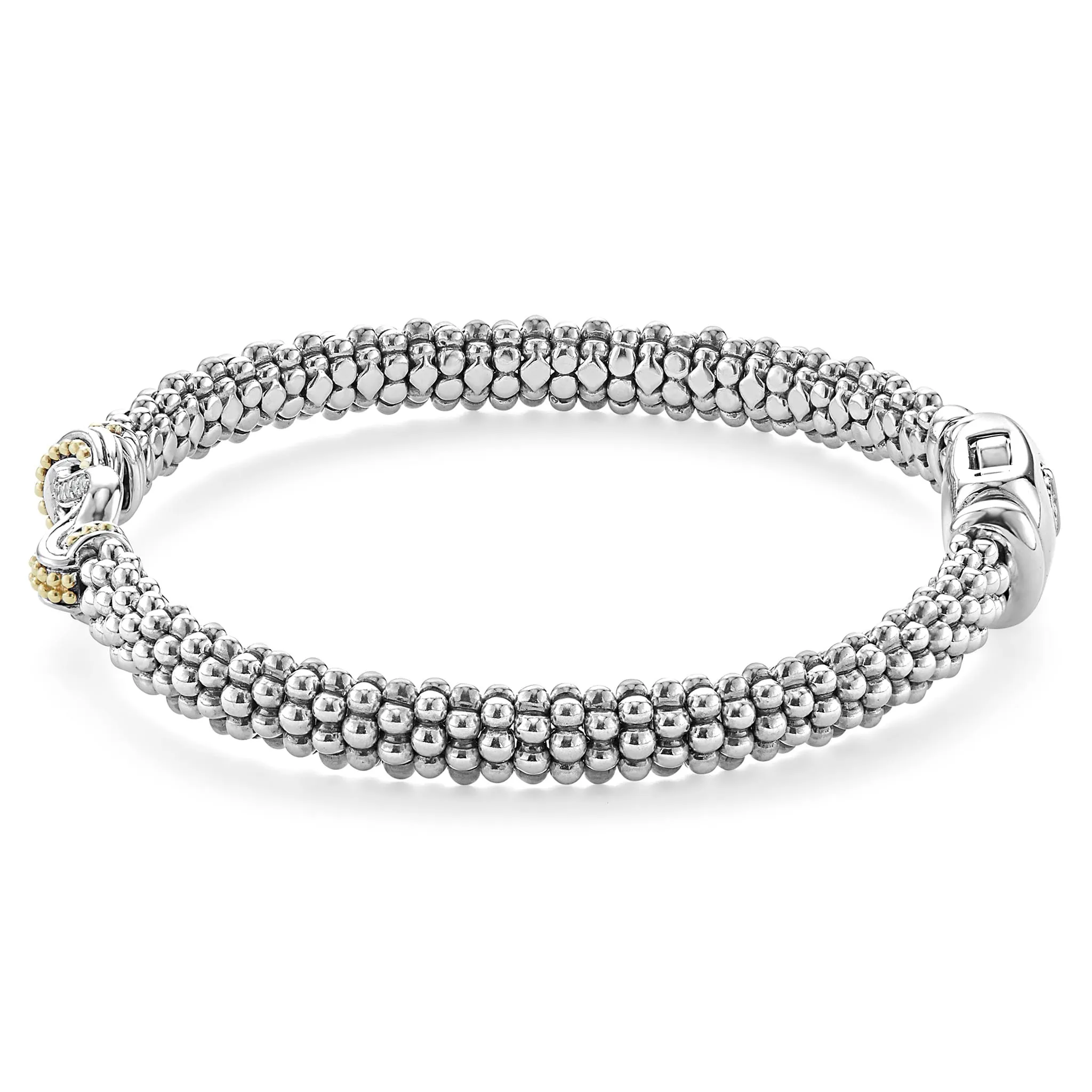 Newport Two-Tone Knot Caviar Diamond Bracelet | 6mm sold by LAGOS product image thumbnail 4