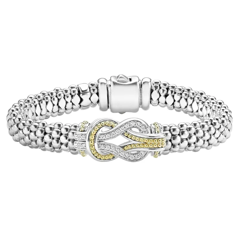Newport Two-Tone Knot Caviar Diamond Bracelet | 9mm sold by LAGOS