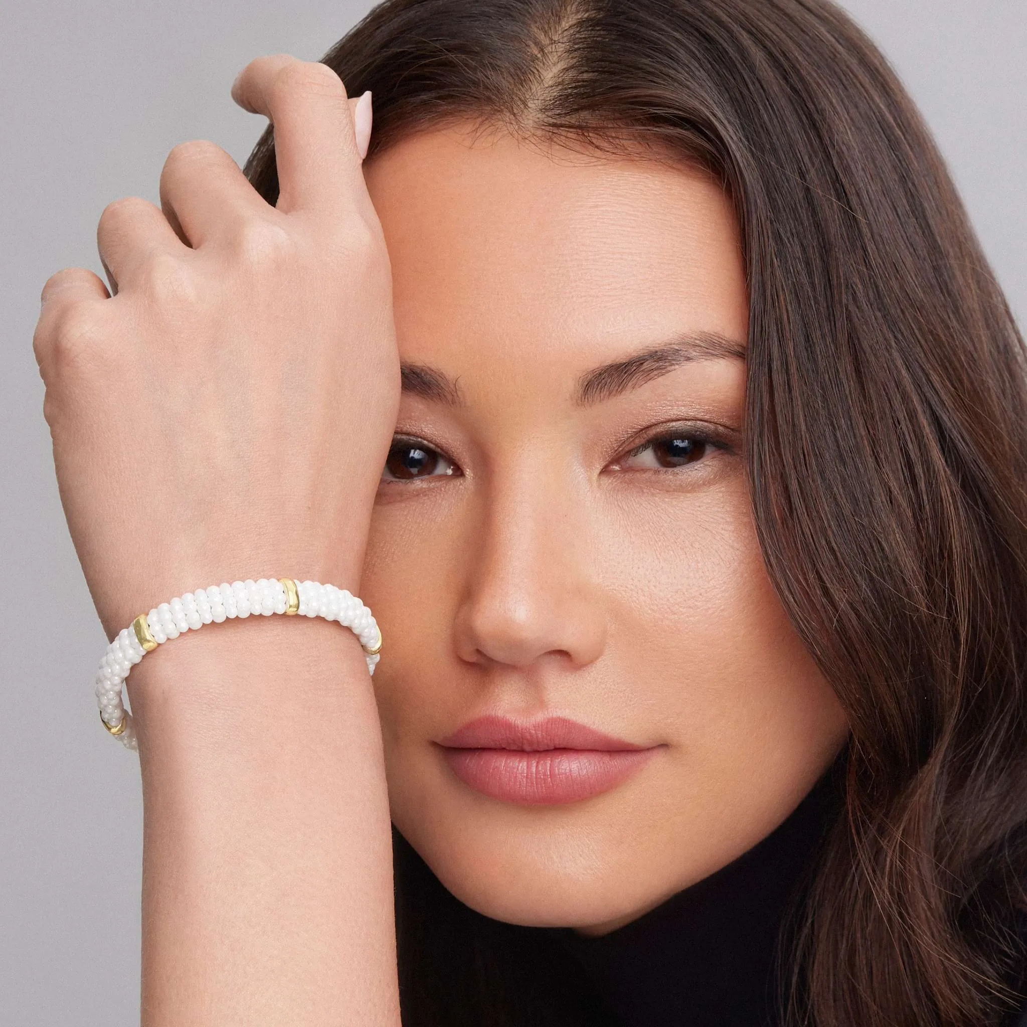 White Caviar Gold Station Ceramic Bracelet | 9mm sold by LAGOS product image thumbnail 2