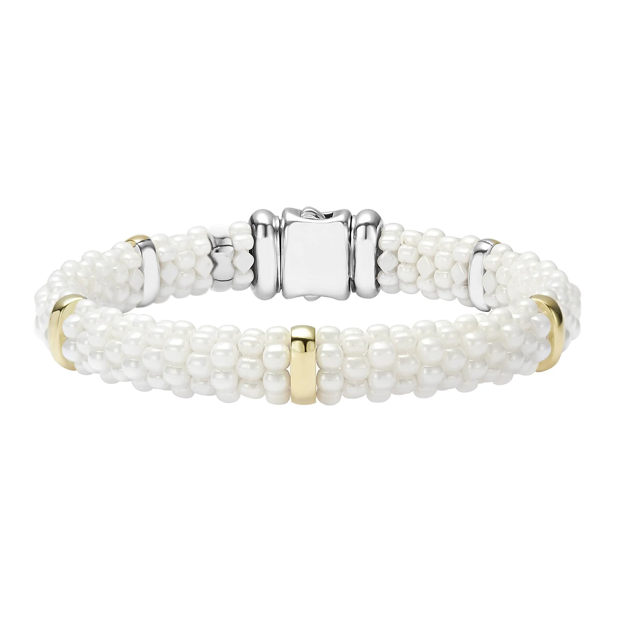 White Caviar Gold Station Ceramic Bracelet | 9mm sold by LAGOS