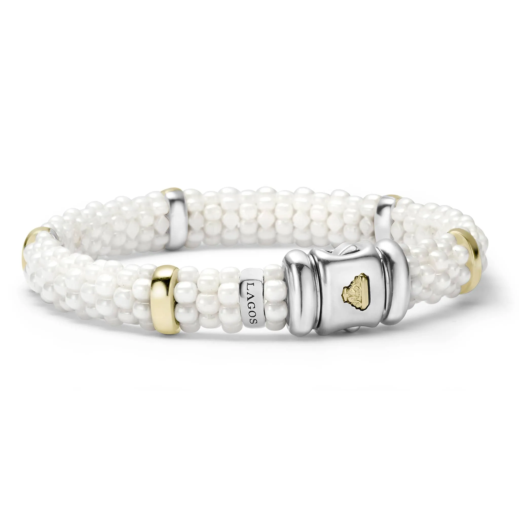 White Caviar Gold Station Ceramic Bracelet | 9mm sold by LAGOS product image thumbnail 4