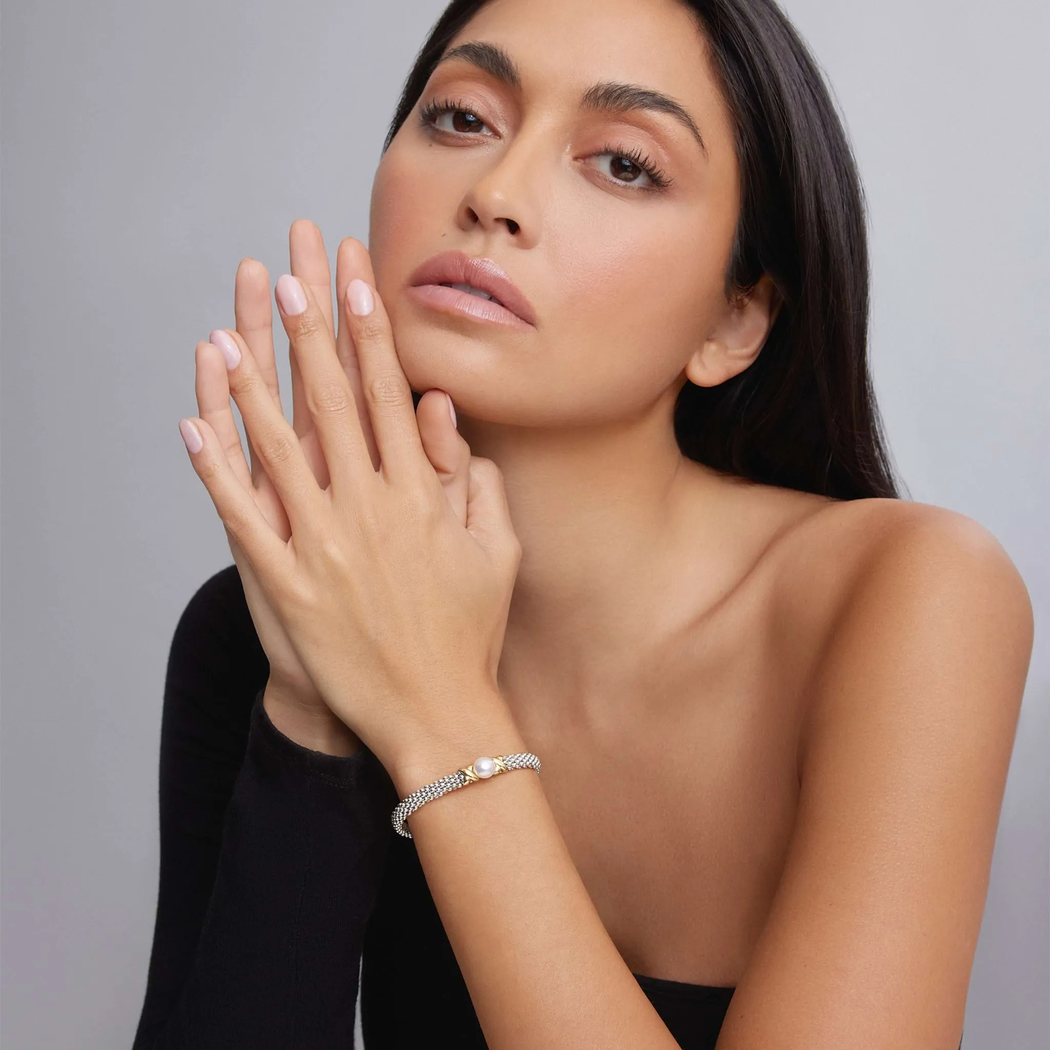 Luna Two-Tone X Pearl Caviar Bracelet | 6mm sold by LAGOS product image thumbnail 2