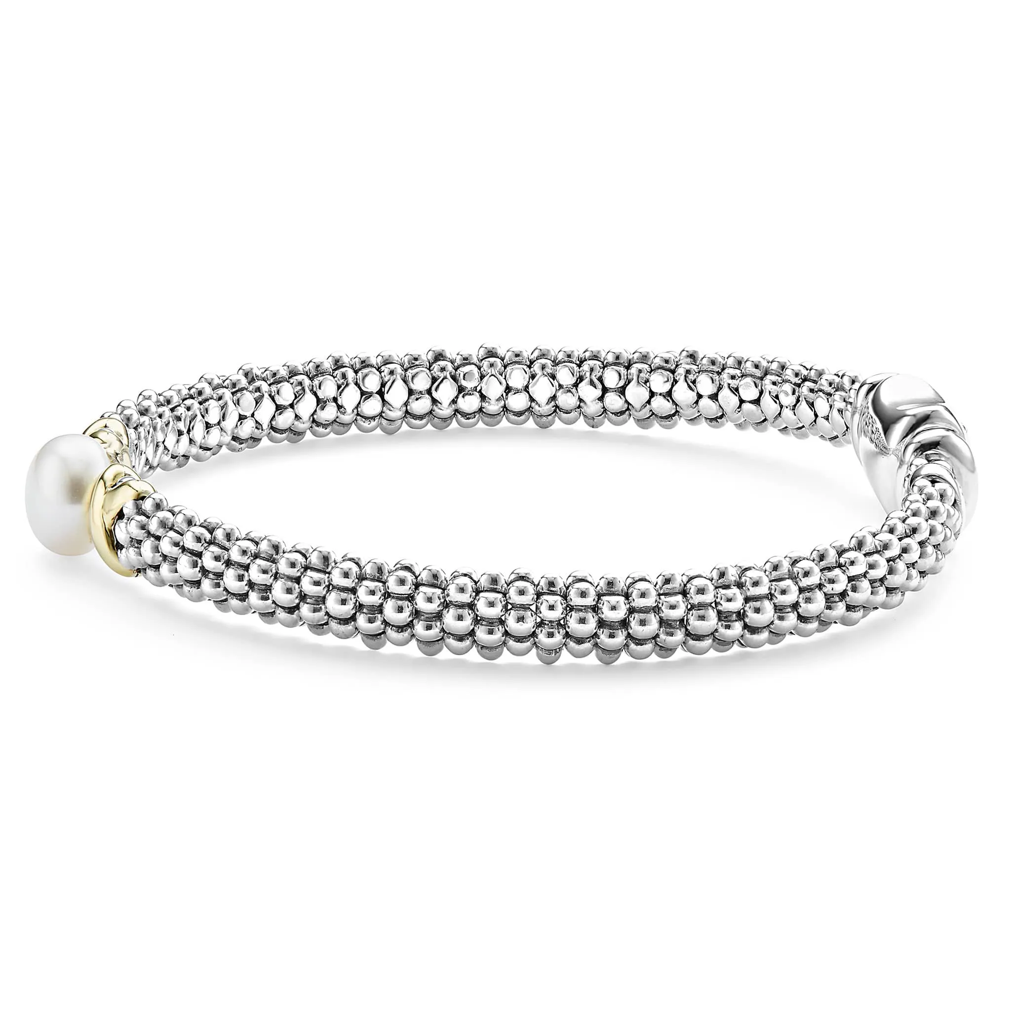 Luna Two-Tone X Pearl Caviar Bracelet | 6mm sold by LAGOS product image thumbnail 4