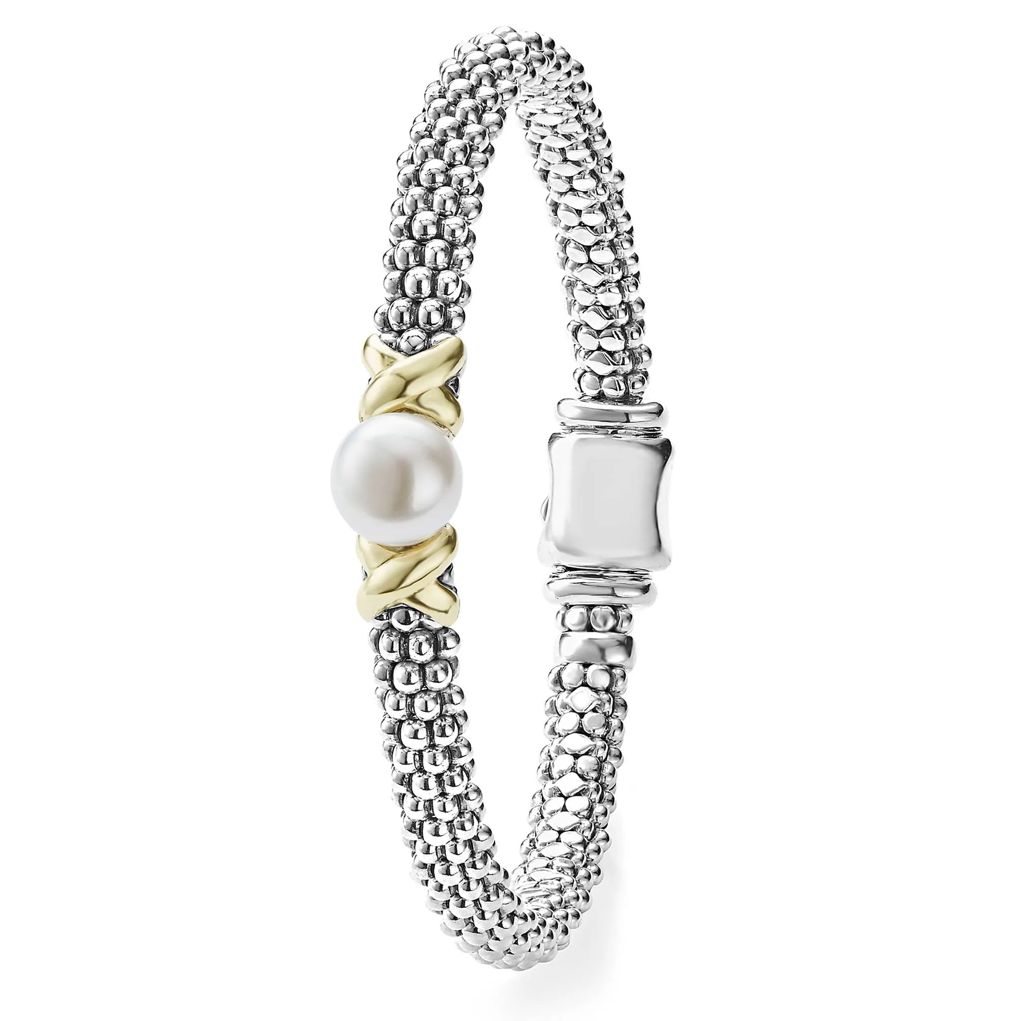 Luna Two-Tone X Pearl Caviar Bracelet | 6mm sold by LAGOS product image thumbnail 3