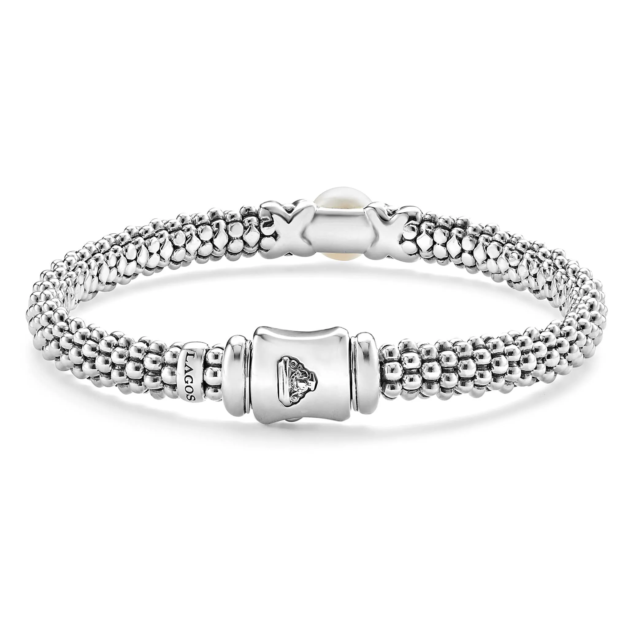 Luna Two-Tone X Pearl Caviar Bracelet | 6mm sold by LAGOS product image thumbnail 5