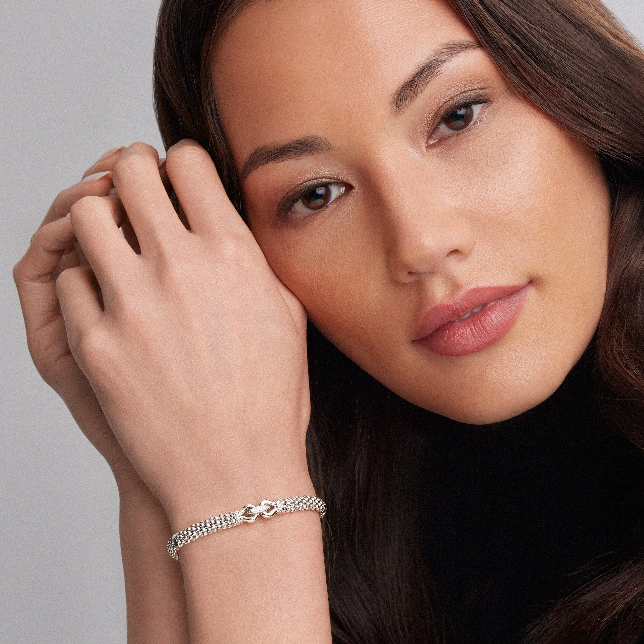 Derby Caviar Buckle Diamond Bracelet | 6mm sold by LAGOS product image thumbnail 2