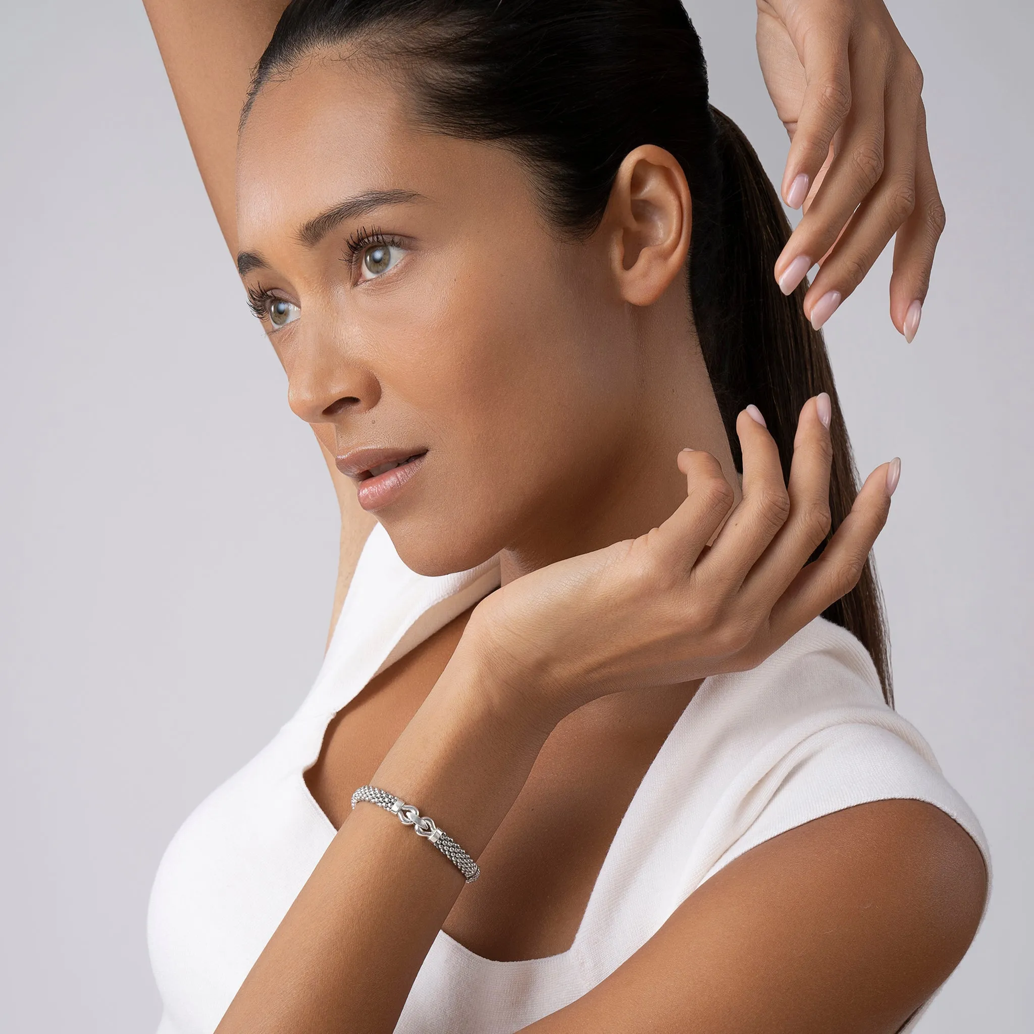 Derby Silver Caviar Buckle Bracelet | 6mm sold by LAGOS product image thumbnail 2