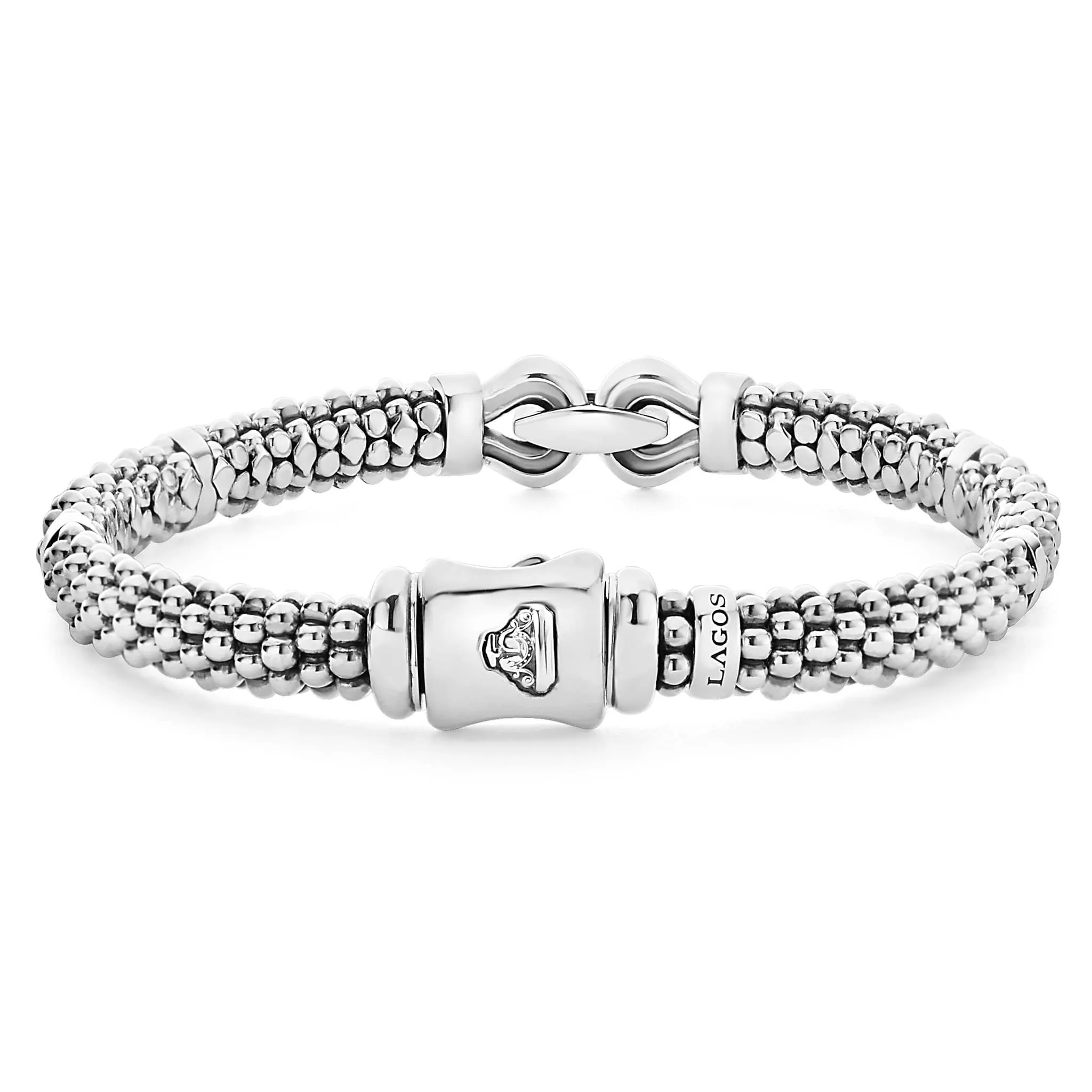 Derby Silver Caviar Buckle Bracelet | 6mm sold by LAGOS product image thumbnail 4