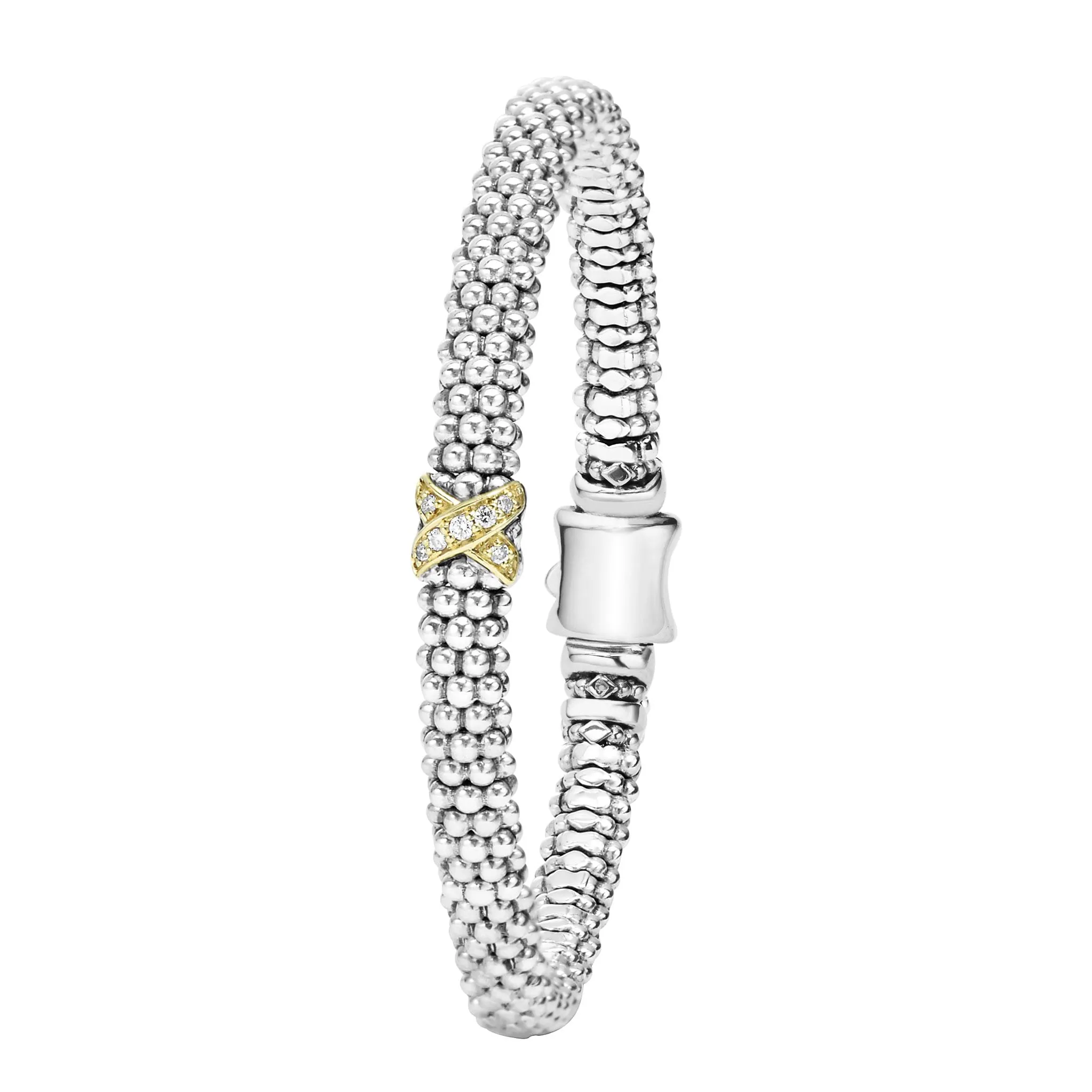 Embrace Single Station X Two-Tone Diamond Bracelet | 6mm sold by LAGOS product image thumbnail 3
