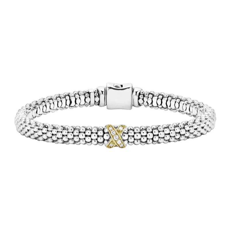 Embrace Single Station X Two-Tone Diamond Bracelet | 6mm sold by LAGOS