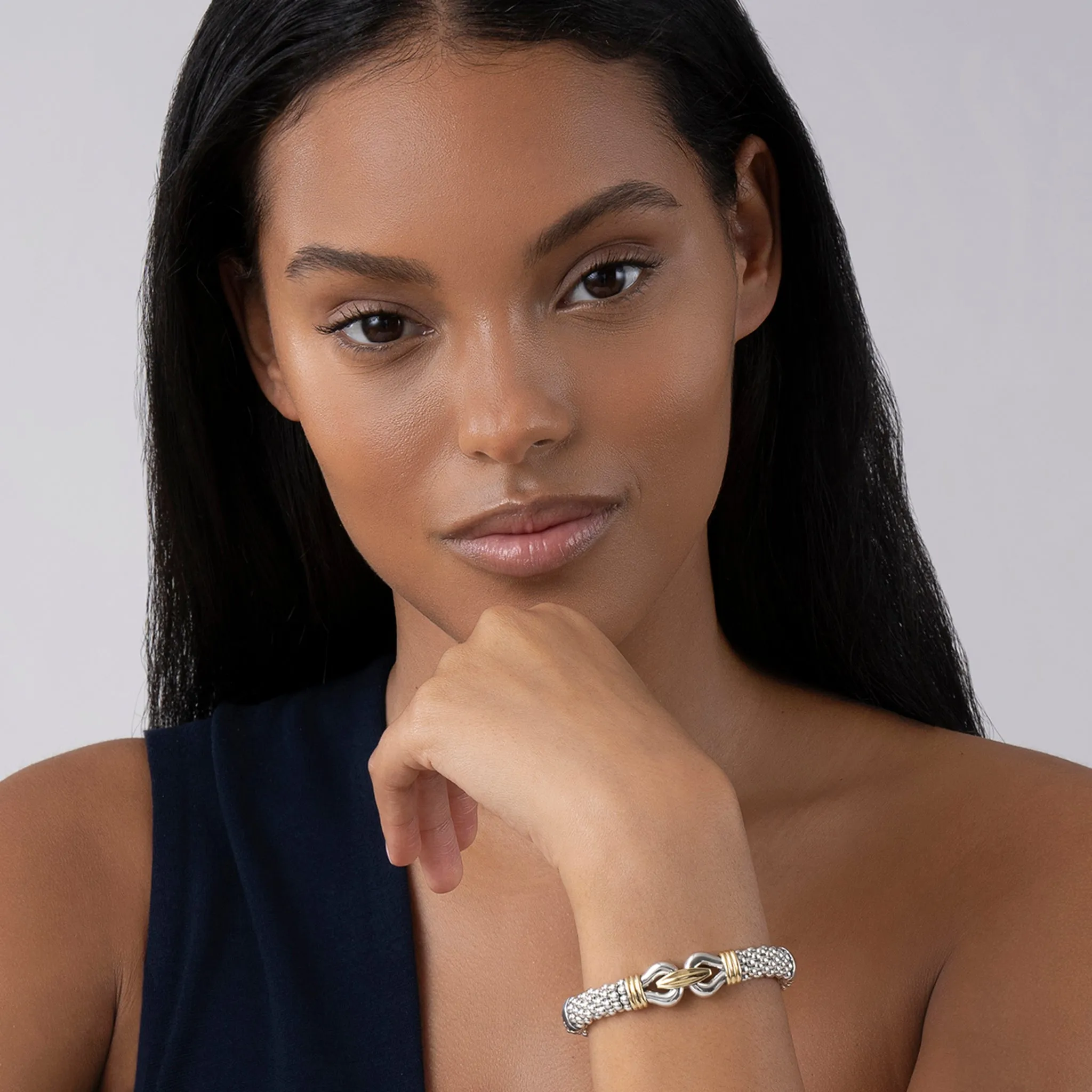 Derby Two-Tone Caviar Buckle Bracelet | 9mm sold by LAGOS product image thumbnail 2