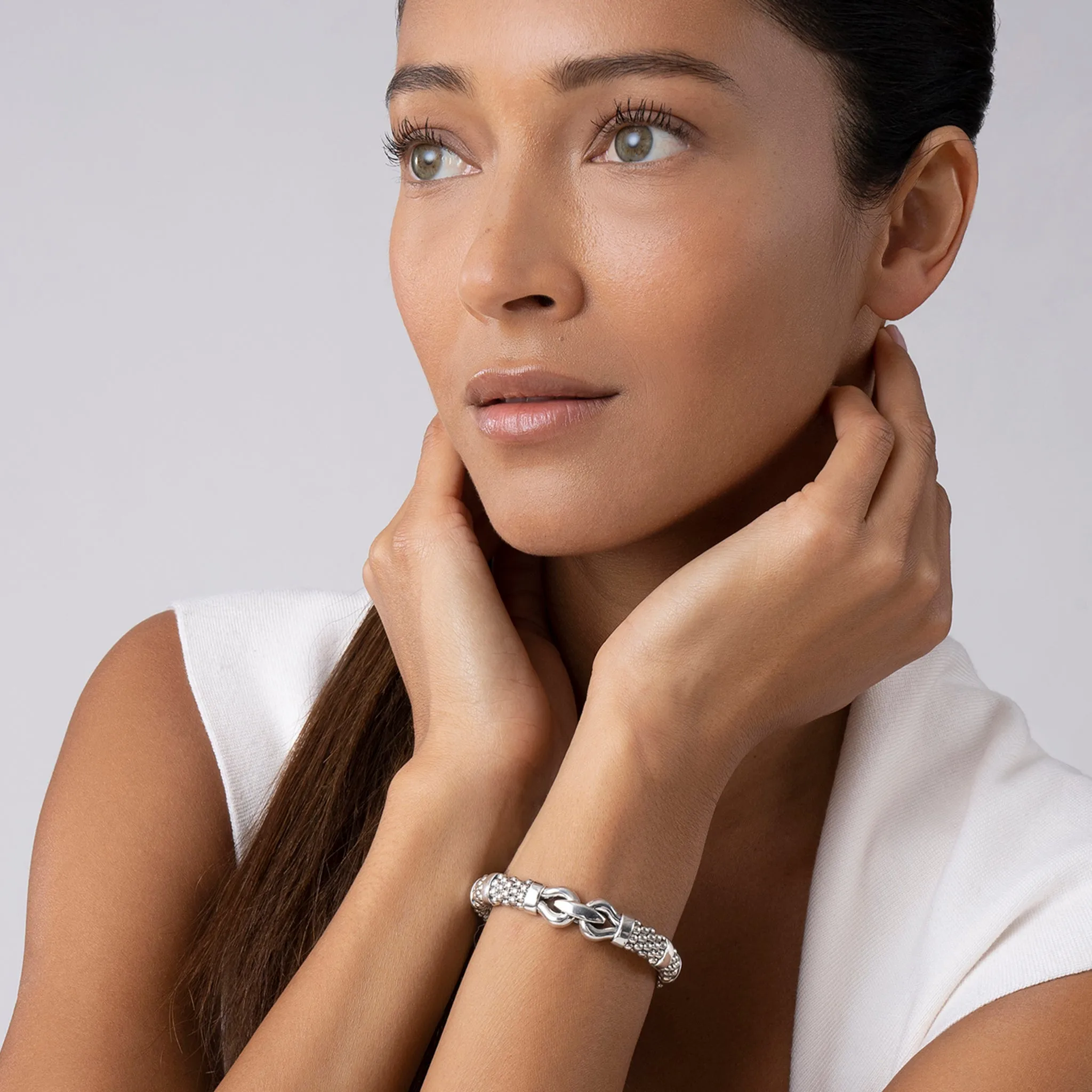 Derby Silver Caviar Buckle Bracelet | 9mm sold by LAGOS product image thumbnail 2