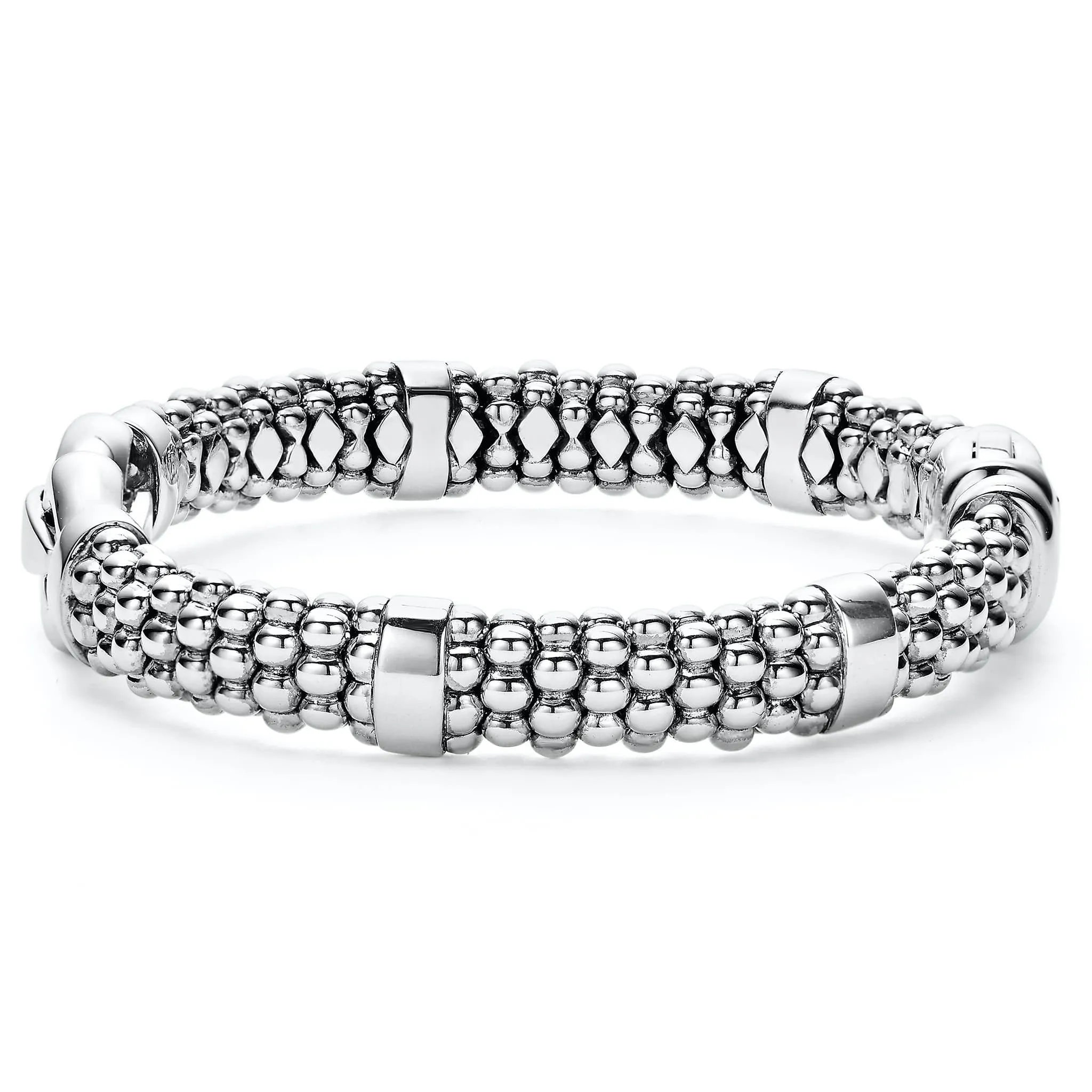 Derby Silver Caviar Buckle Bracelet | 9mm sold by LAGOS product image thumbnail 4