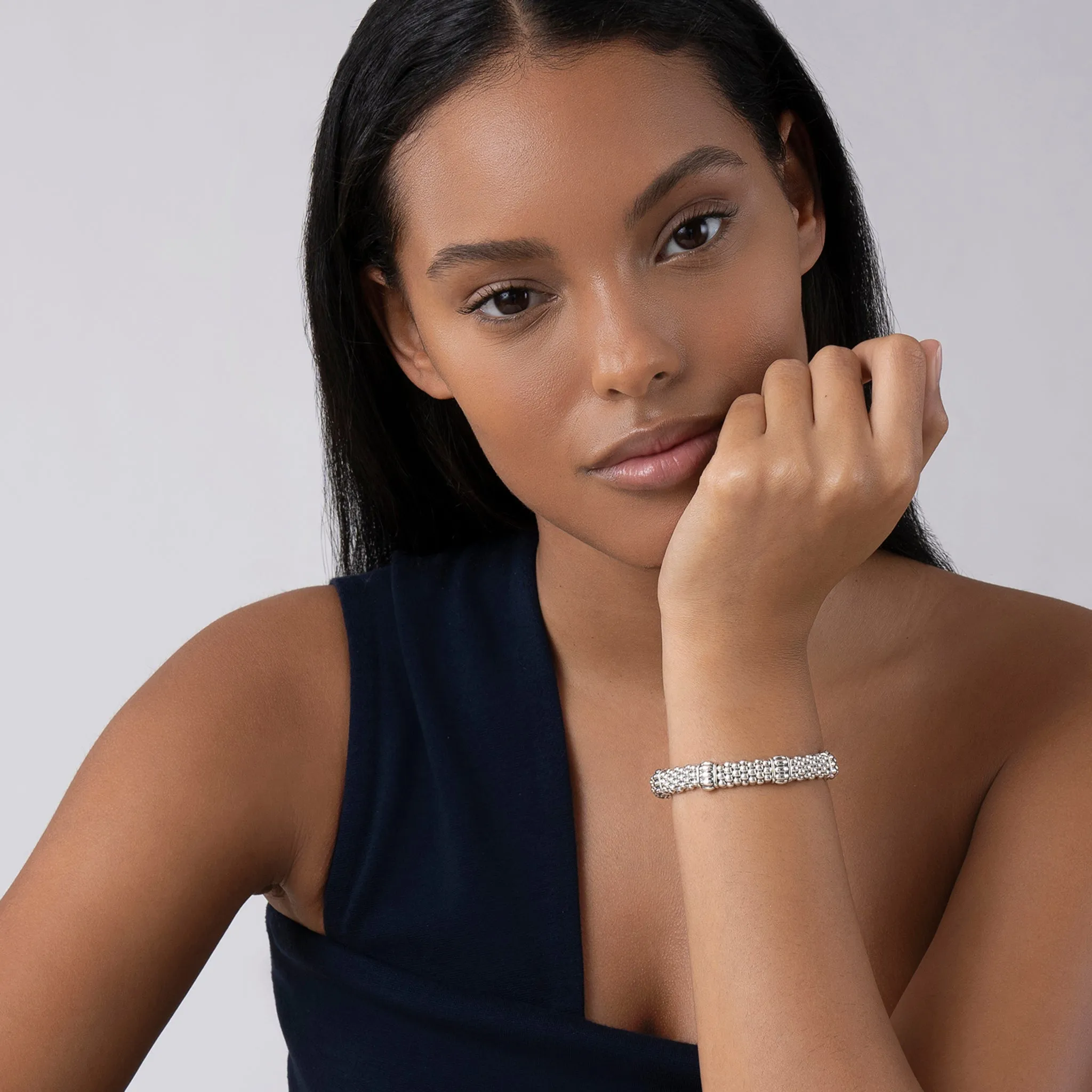 Signature Caviar Fluted Beaded Bracelet | 9mm sold by LAGOS product image thumbnail 2