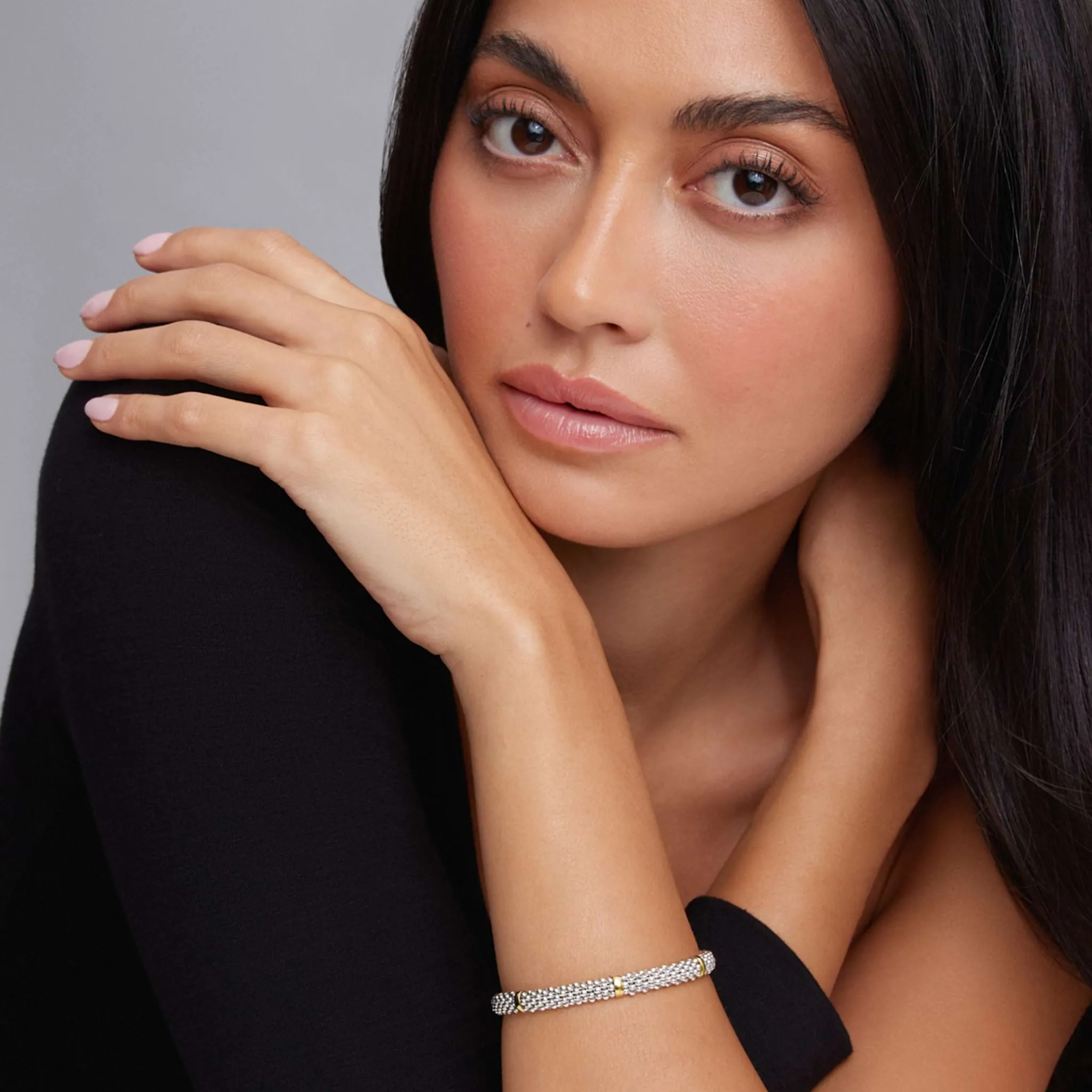 Signature Caviar Five Gold Station Caviar Bracelet | 6mm sold by LAGOS product image thumbnail 2