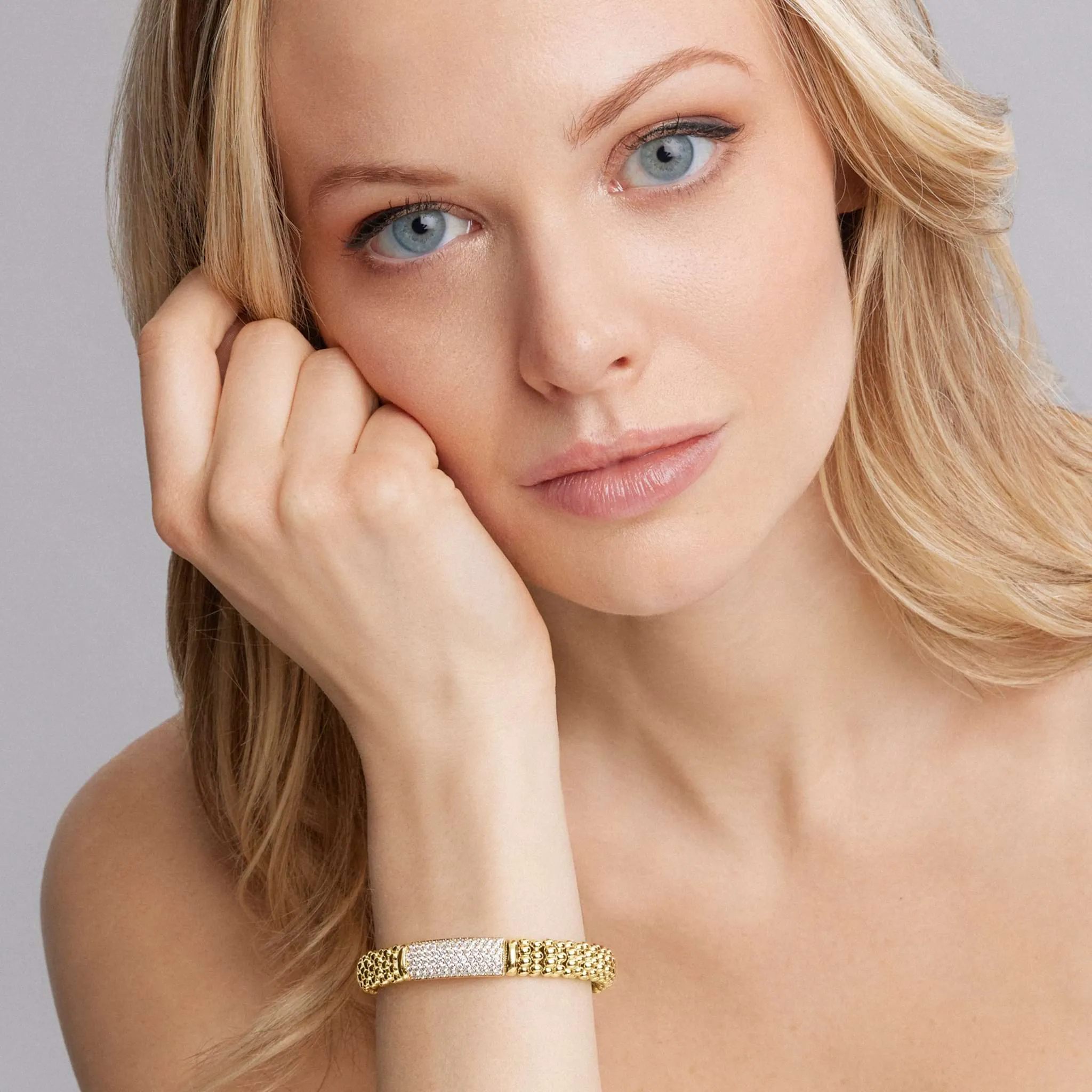 Caviar Gold 18K Gold Diamond Bracelet | 9mm sold by LAGOS product image thumbnail 2