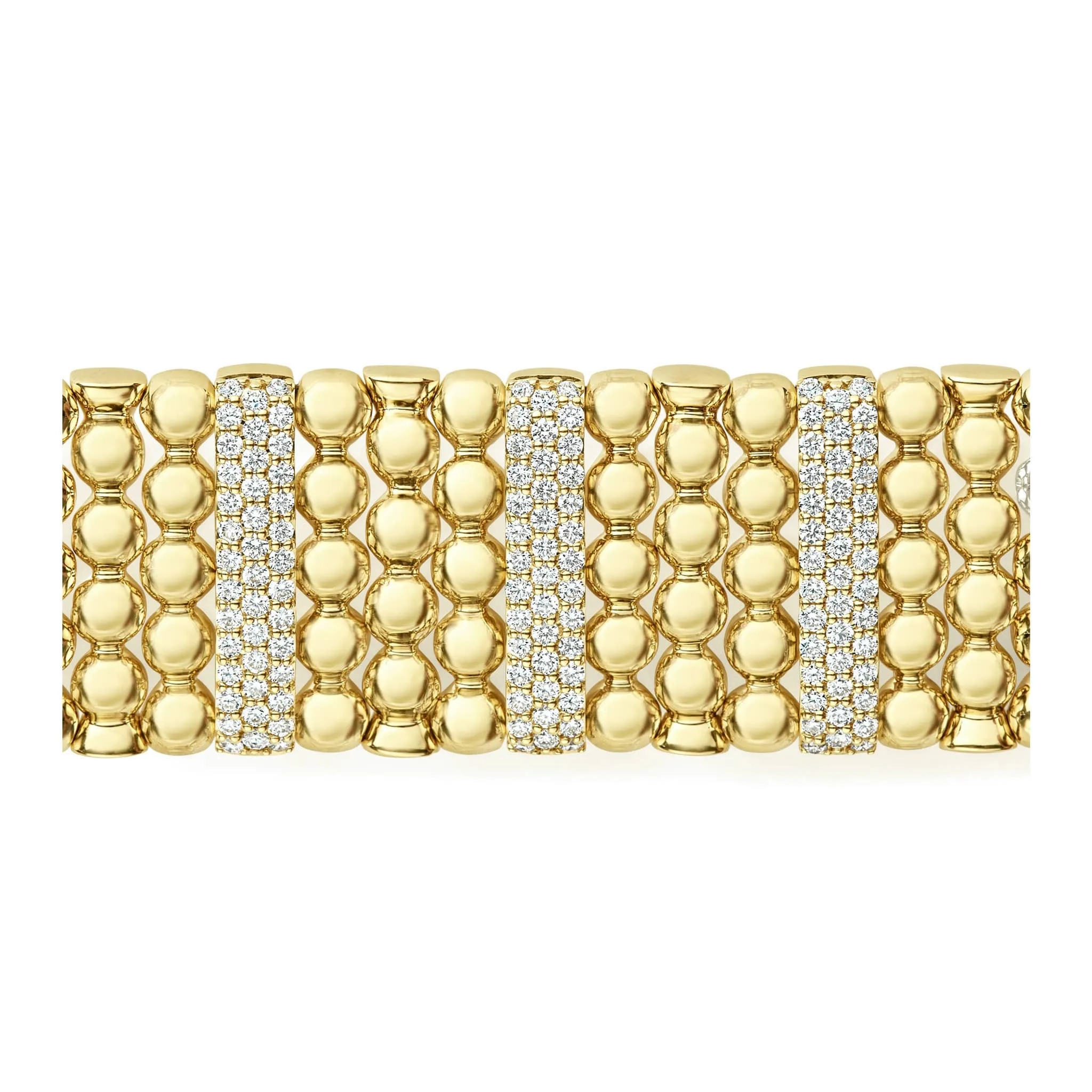 Caviar Gold Three Station 18K Gold Diamond Bracelet | 20mm sold by LAGOS product image thumbnail 5