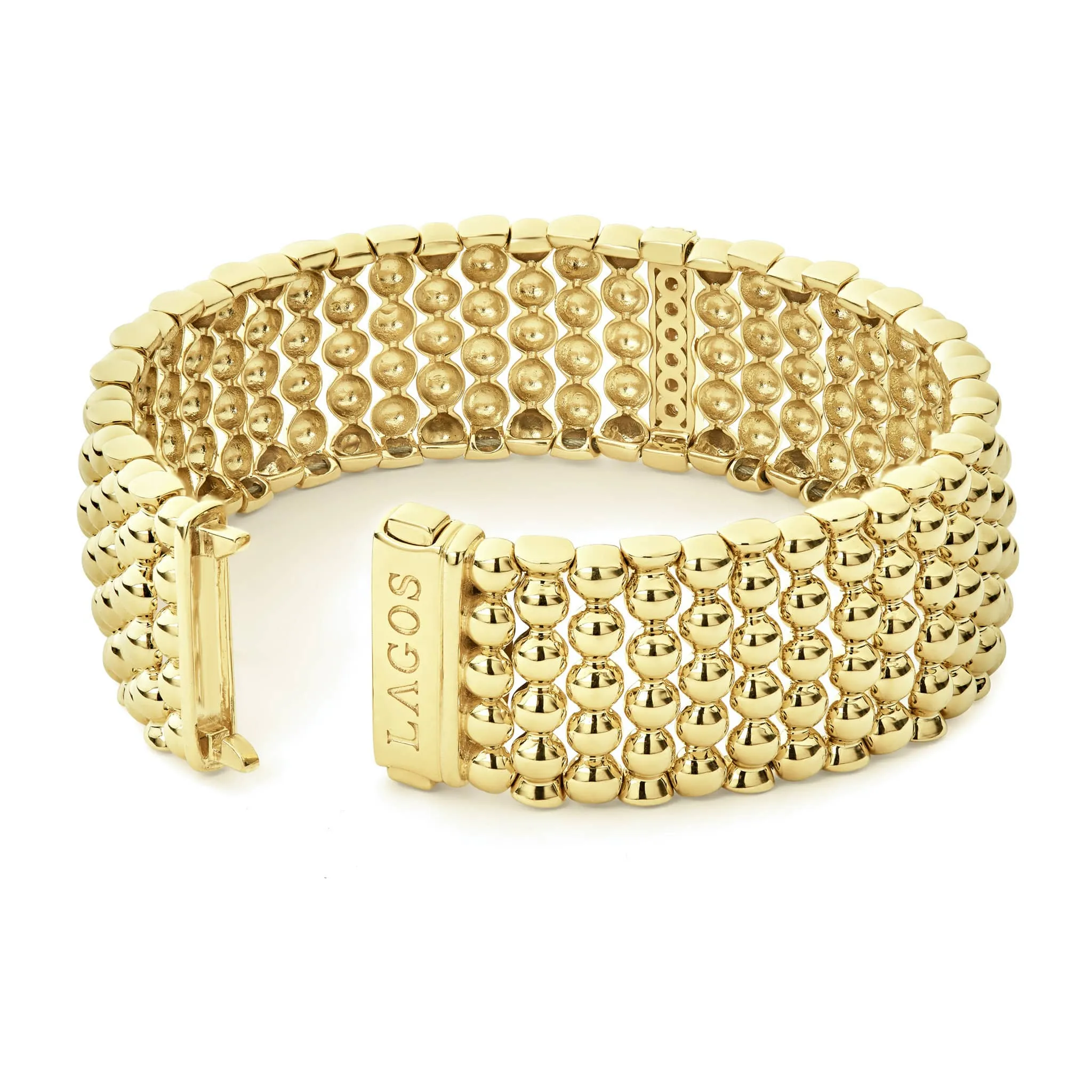 Caviar Gold Single Station 18K Gold Diamond Bracelet | 20mm sold by LAGOS product image thumbnail 3