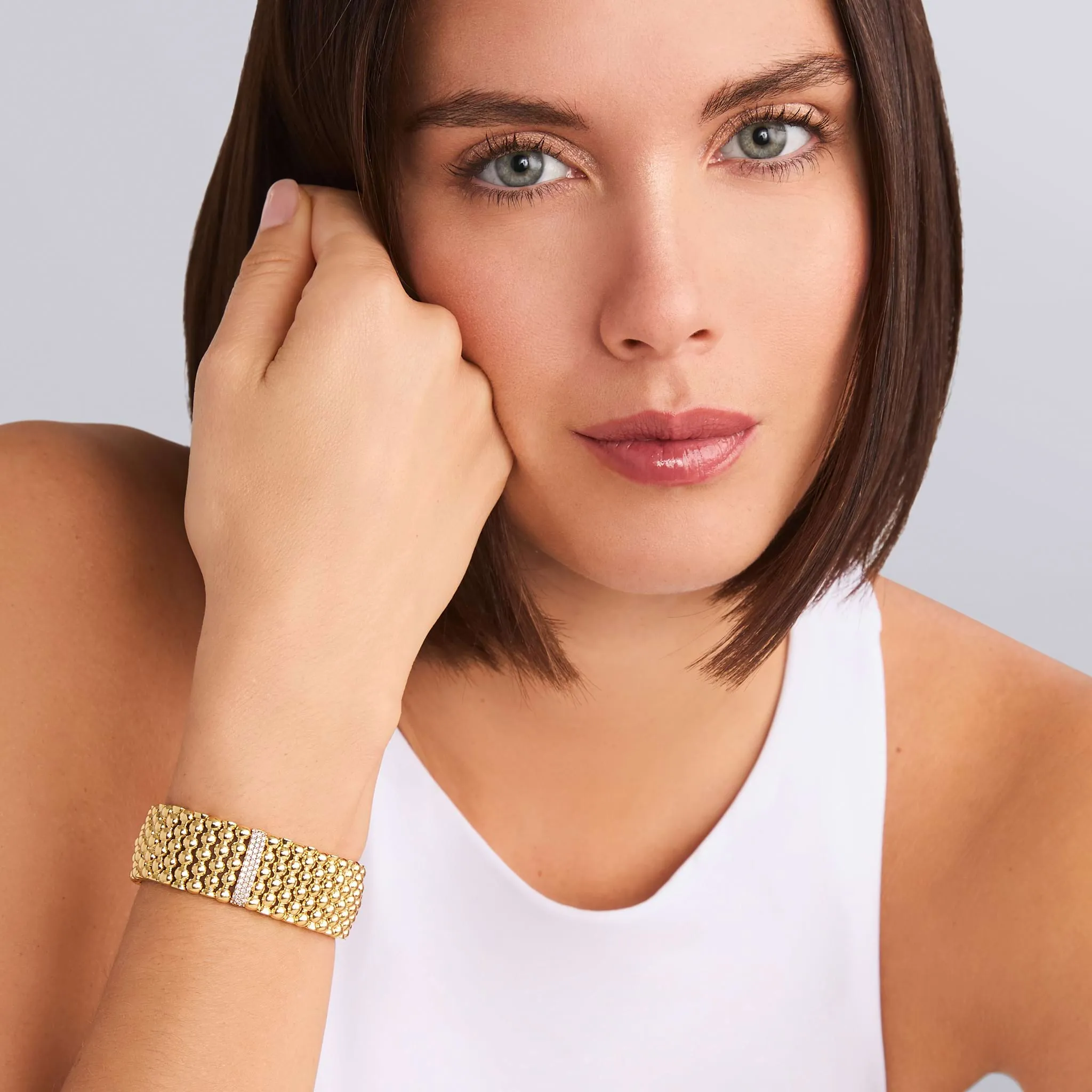 Caviar Gold Single Station 18K Gold Diamond Bracelet | 20mm sold by LAGOS product image thumbnail 2