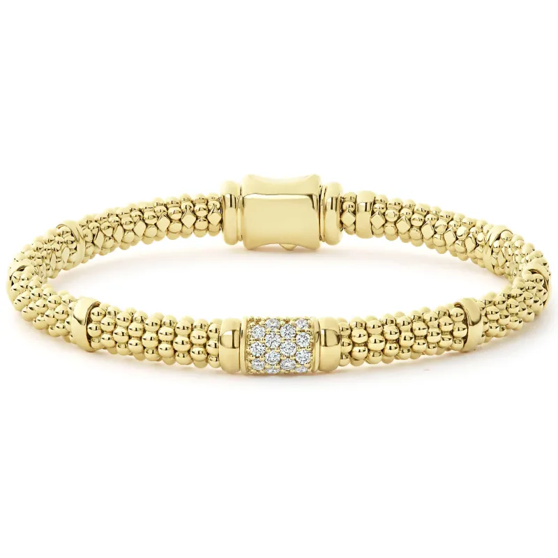 Caviar Gold 18K Gold Diamond Bracelet | 6mm (studio) sold by LAGOS