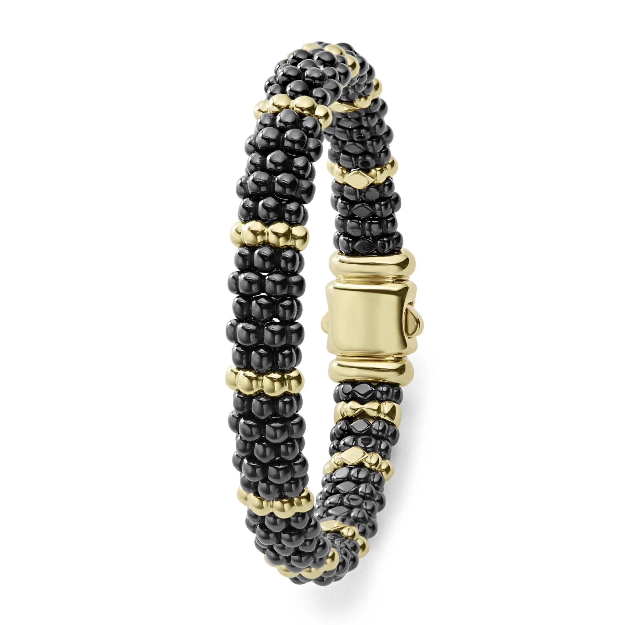 Black Caviar 18K Gold Station Ceramic Beaded Bracelet | 9mm sold by LAGOS product image thumbnail 3